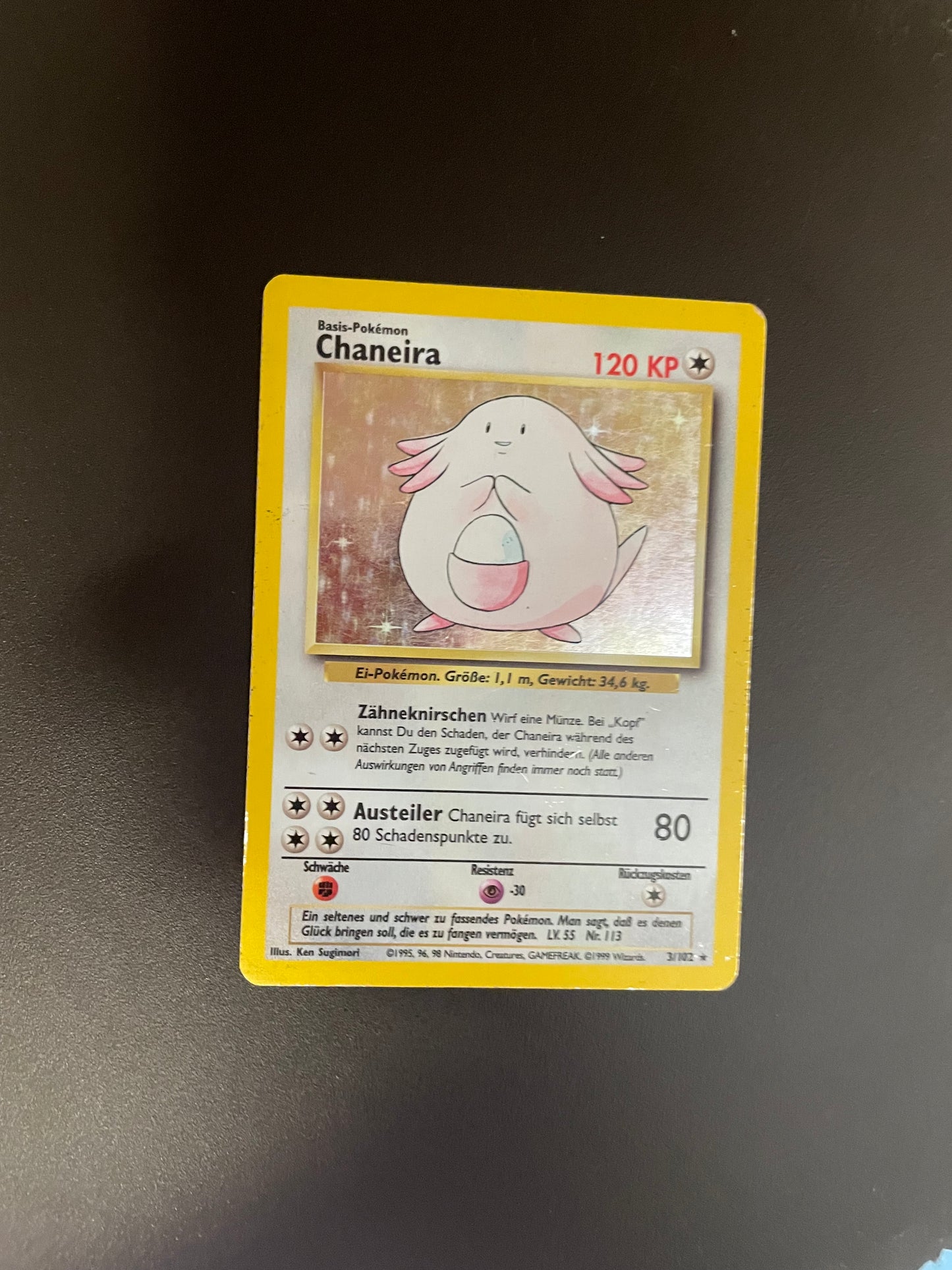 Pokemon Karte Holo 1.Edition Chaneira 3/102 Deutsch