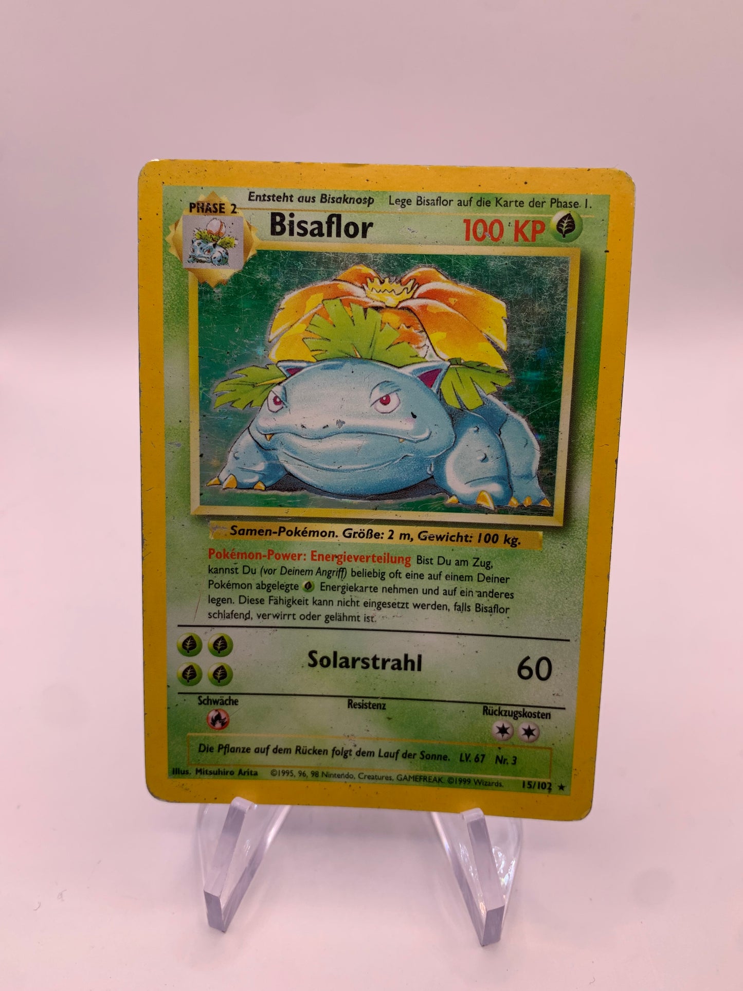 Pokemon Karte Holo Base Set Bisaflor 15/102 Deutsch