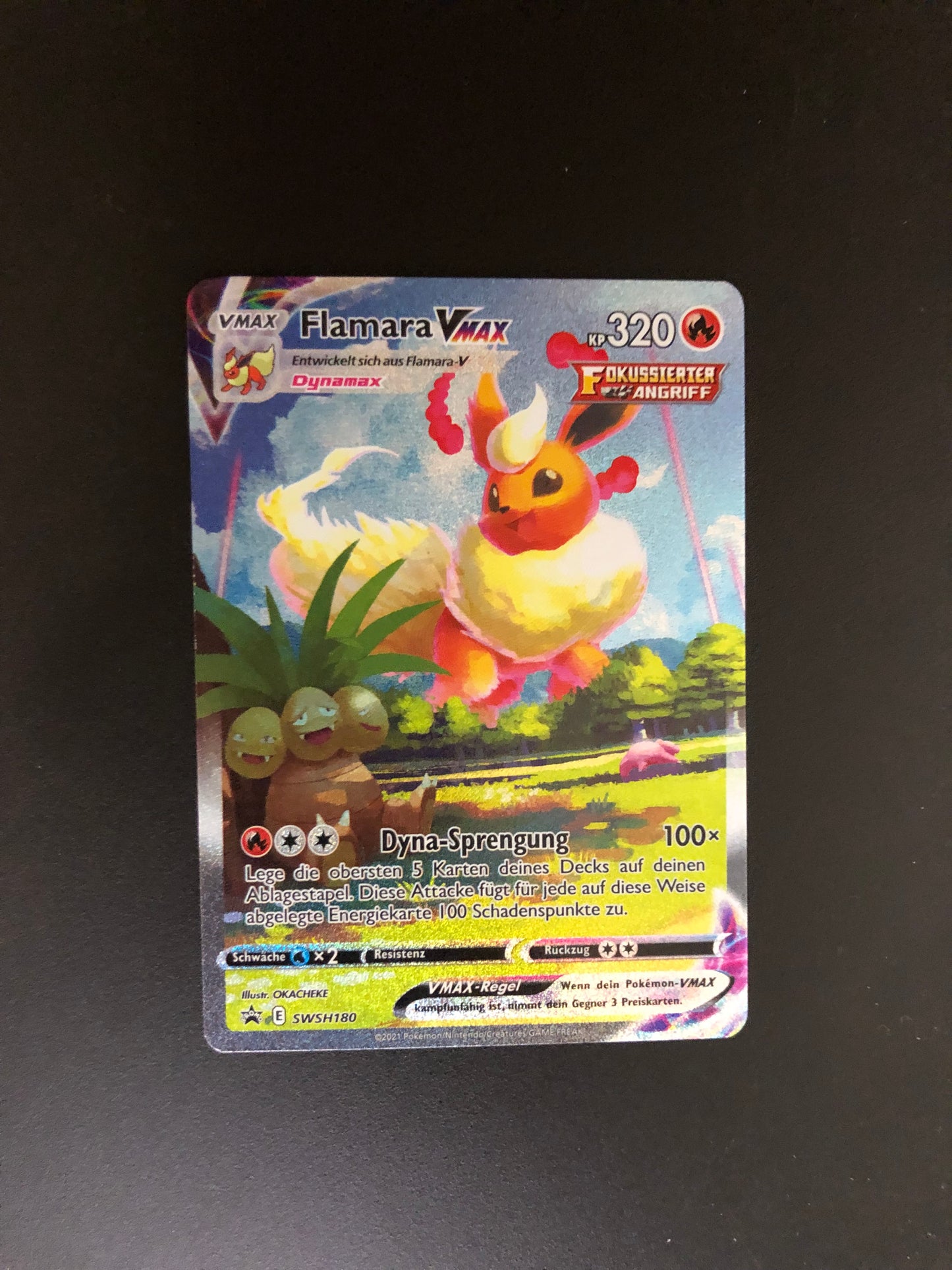 Pokemon Karte Vmax Alt Art Flamara SWSH180 Deutsch