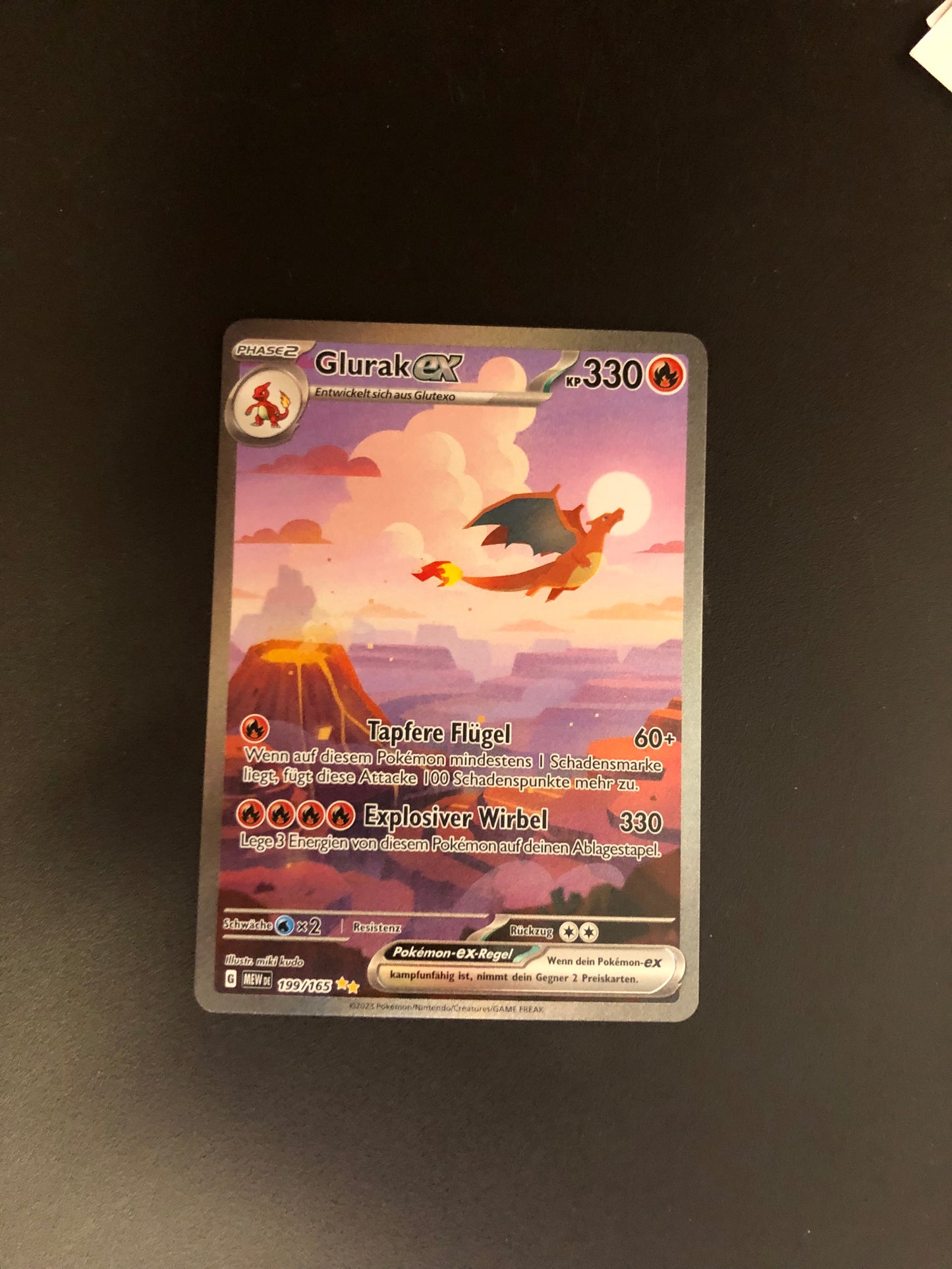 Pokemon Karte Alt-Art Ex Glurak 199/165 Deutsch