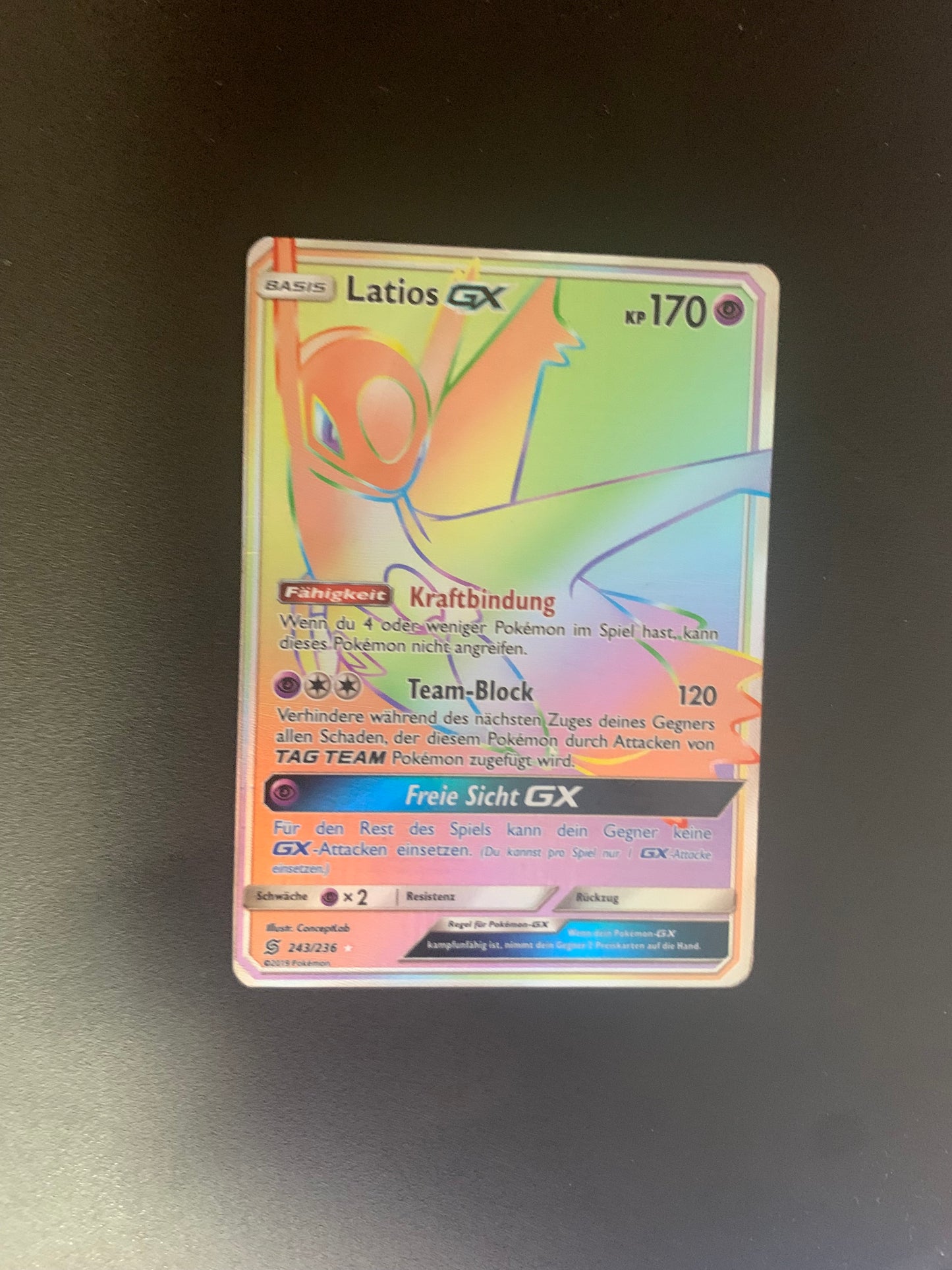 Pokemon Karte GX Rainbow Latios 243/236 Deutsch