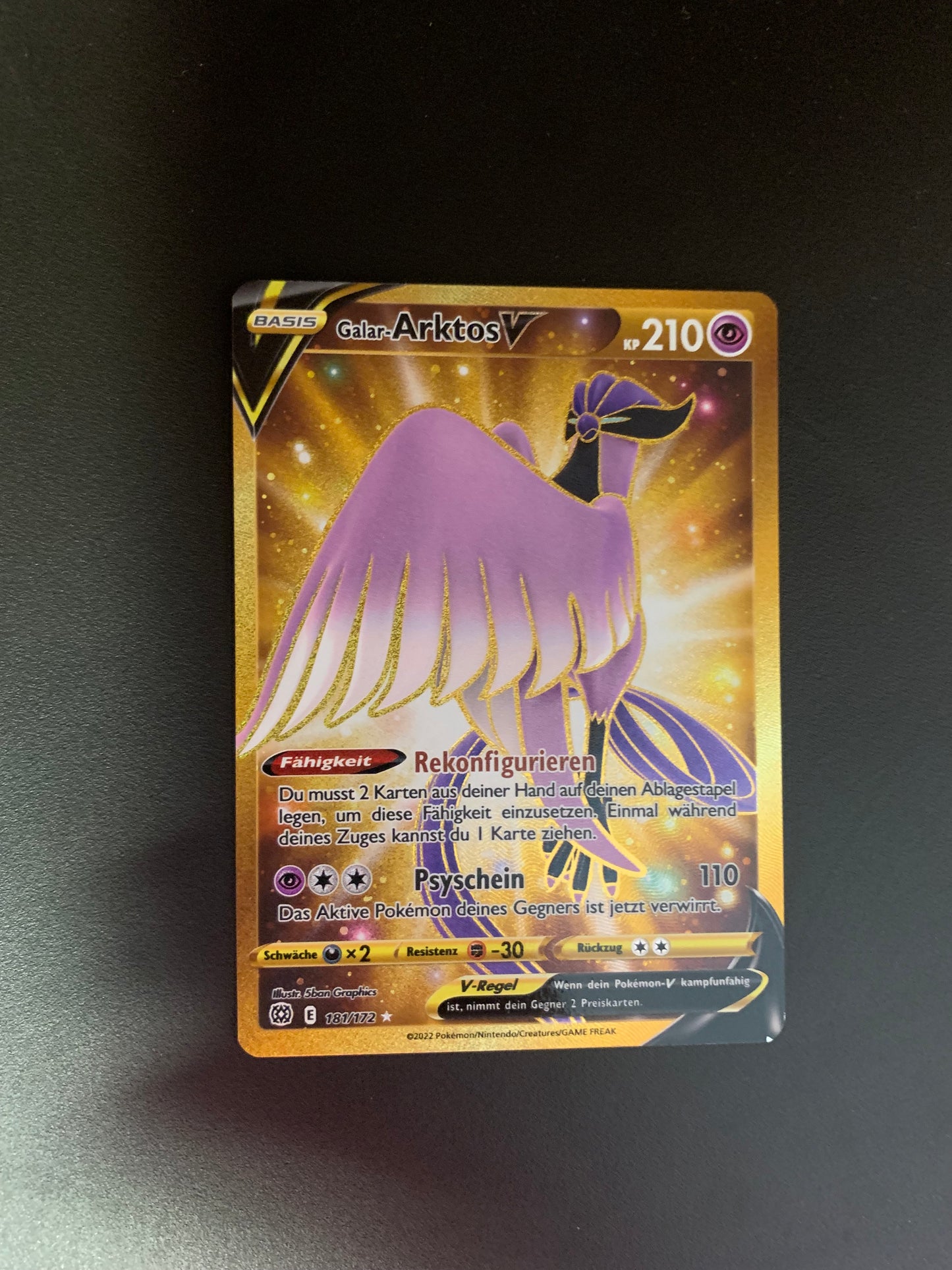 Pokemon Karte Gold Galar Arktos 181/172 Deutsch