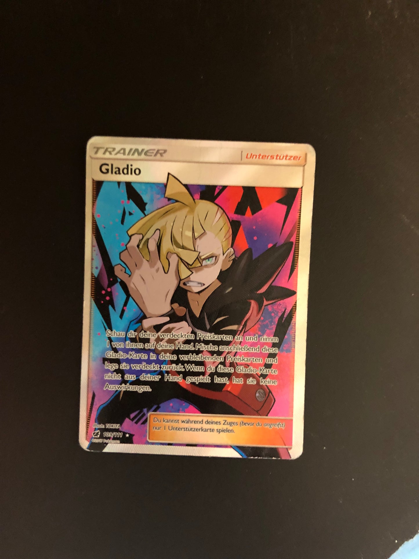Pokemon Karte Trainer Gladio 109/111 Deutsch