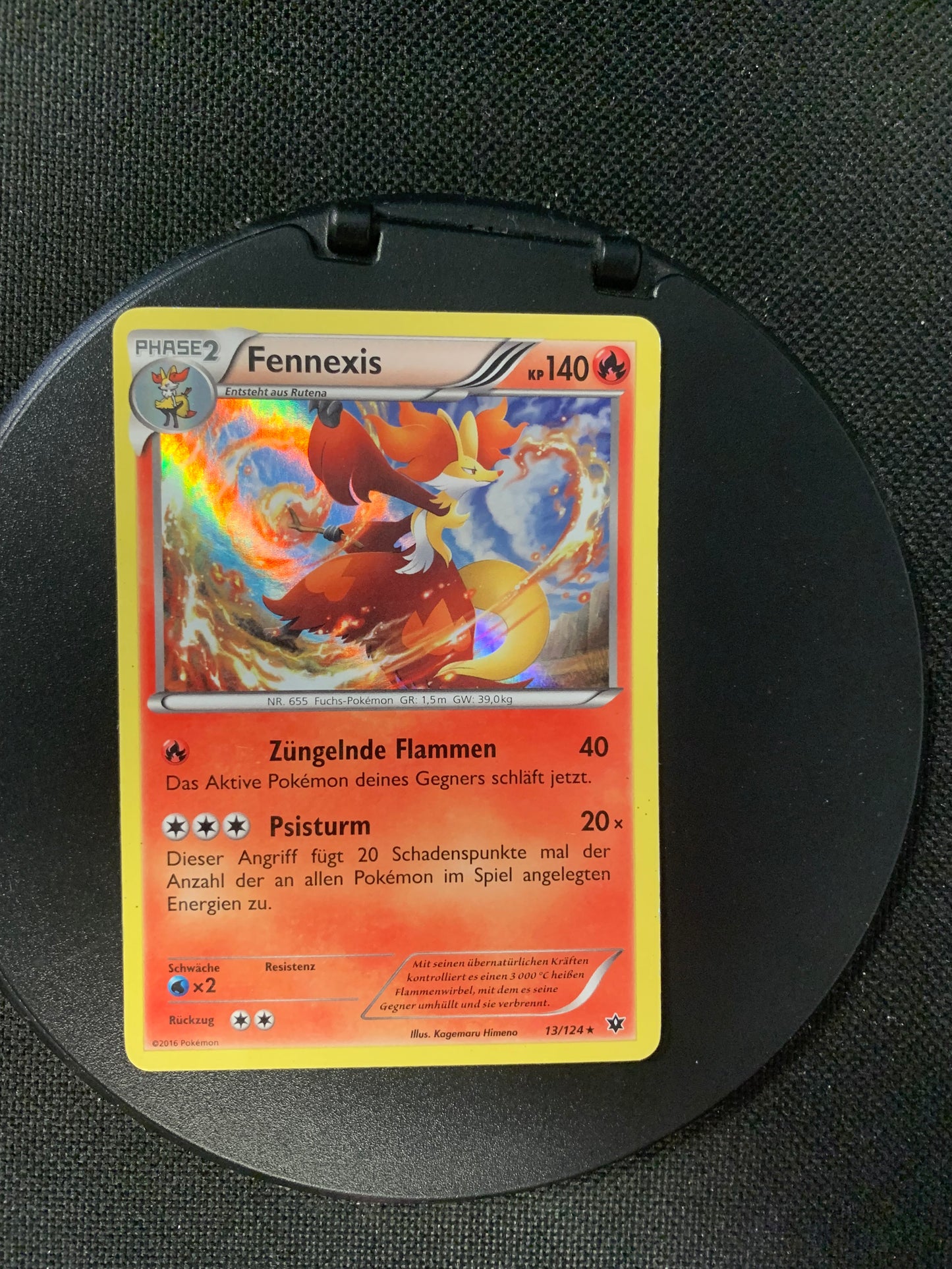 Pokemon Karte Holo Fennexis 13/124 Deutsch