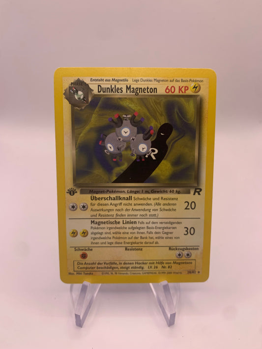 Pokemon Karte 1.Edition Dunkles Magneton 28/82 Deutsch