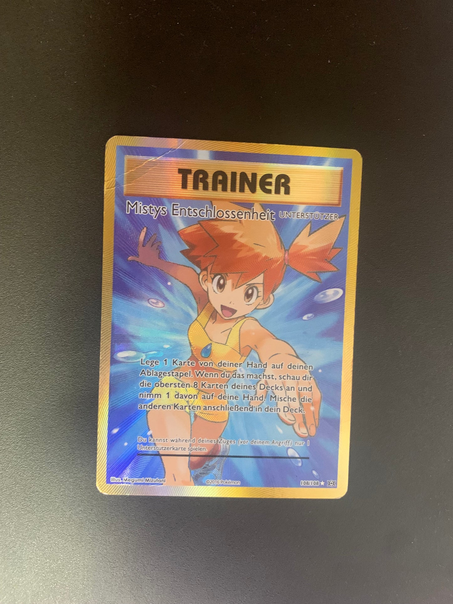 Pokemon Karte Trainer Fullart Mistys Entschlossenheit 108/108 Deutsch