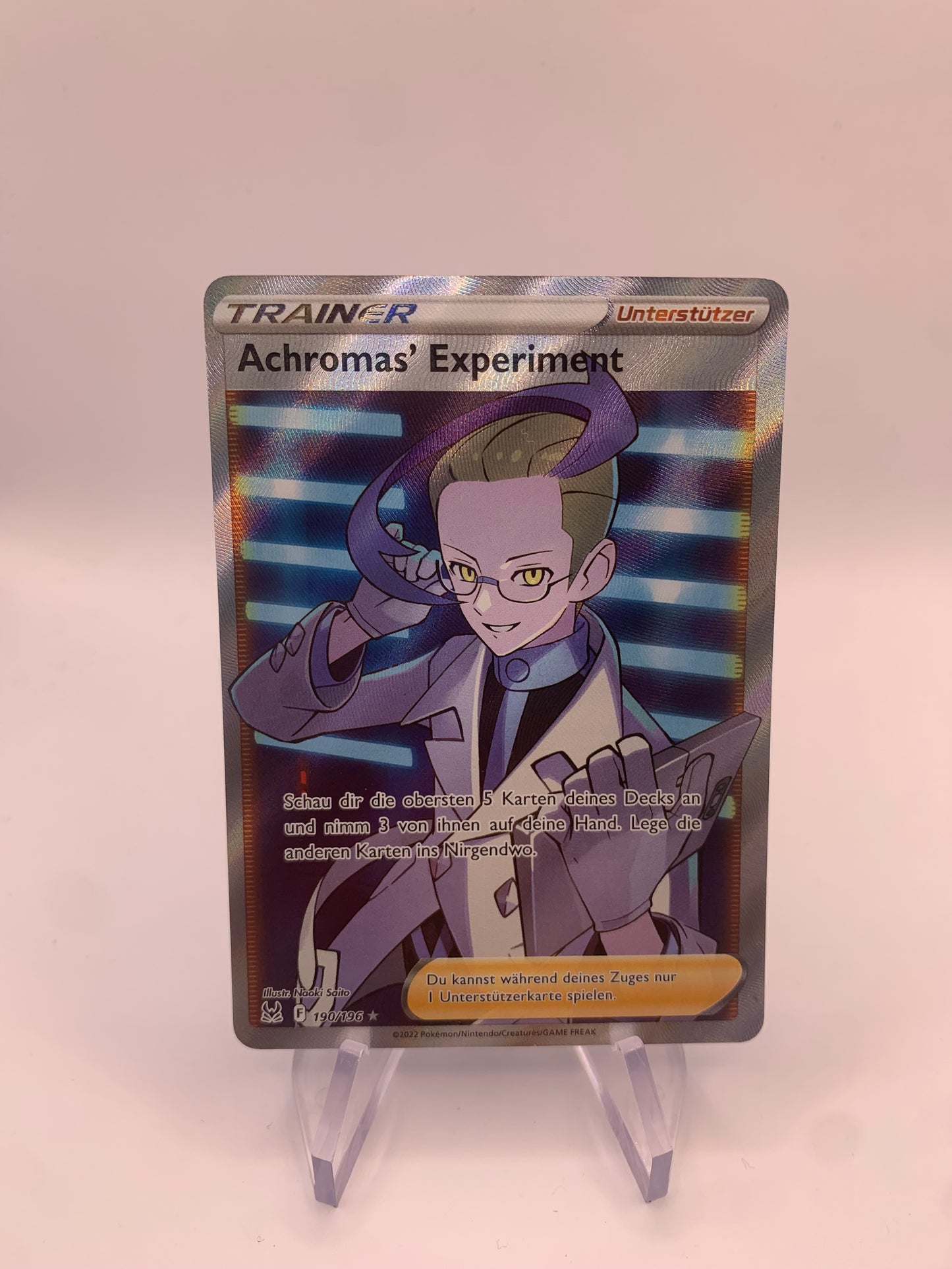 Pokemon Karte Trainer Fullart Achromas Experiment 190/196 Deutsch