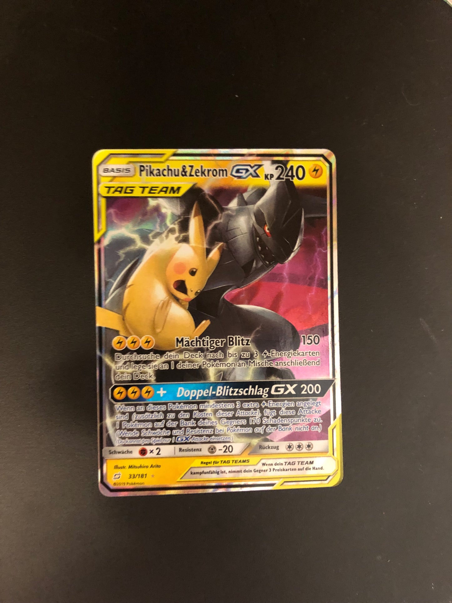 Pokemon Karte Promo GX Tag Team Pikachu&Zekrom 33/181 Deutsch