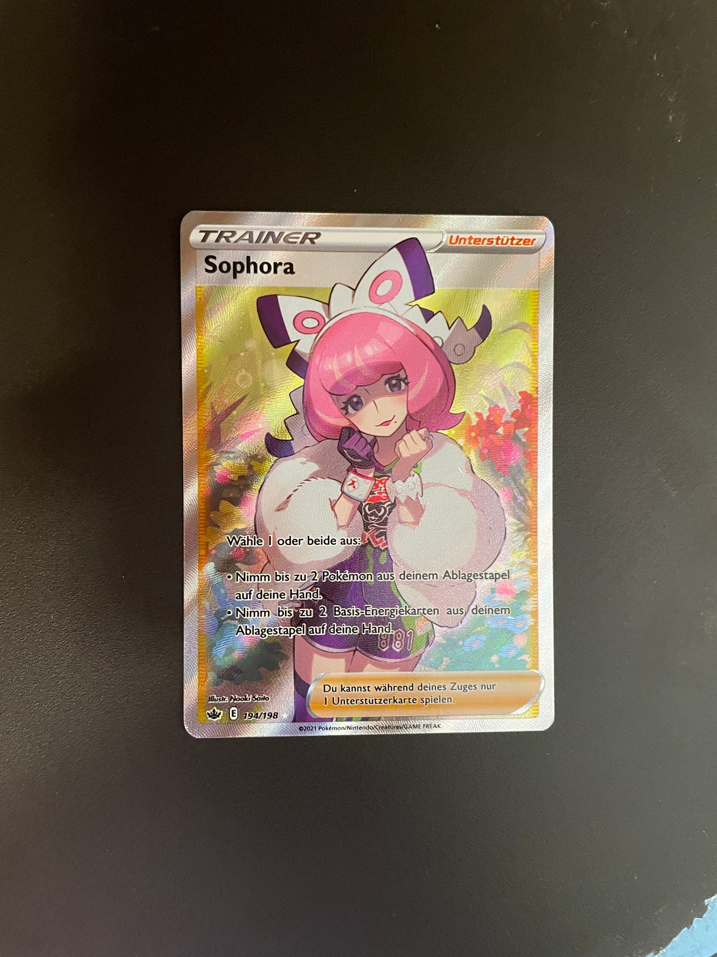 Pokemon Karte Trainer Sophora 194/198 Deutsch