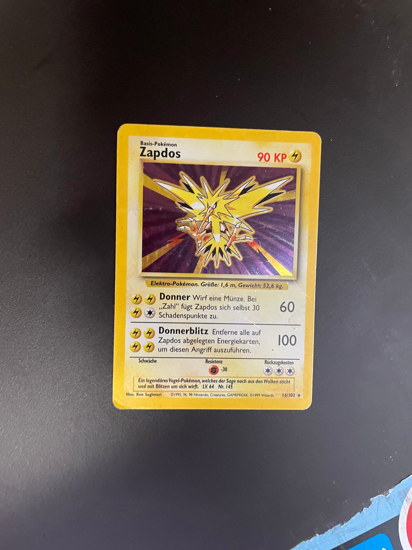 Pokemon Karte Holo Zapdos 16/102 Deutsch