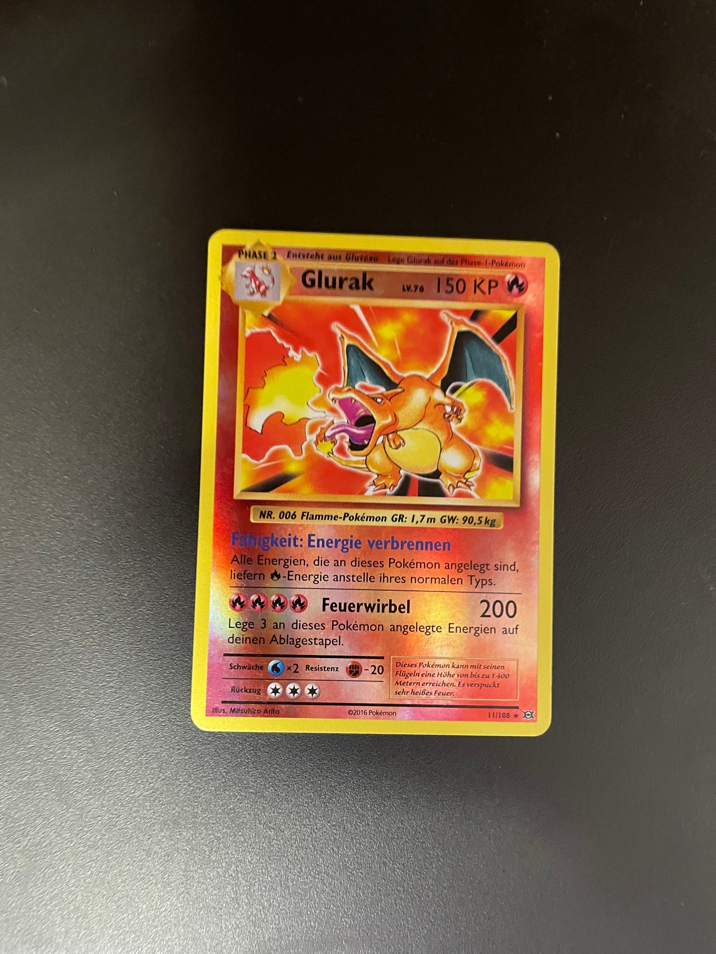 Pokemon Karte Revers Glurak 11/108 Deutsch