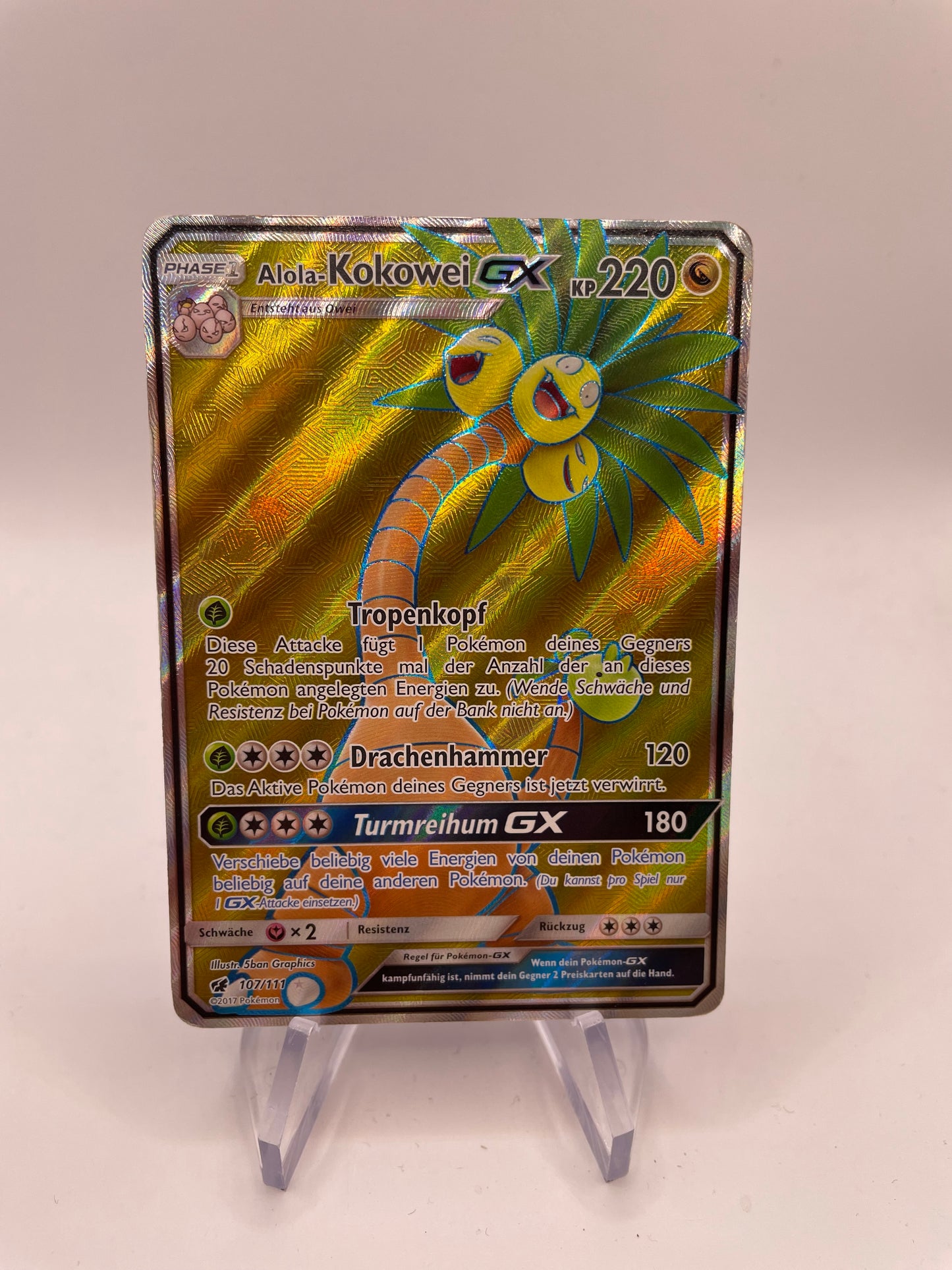 Pokemon Karte GX Fullart Kokowei 107/111 Deutsch