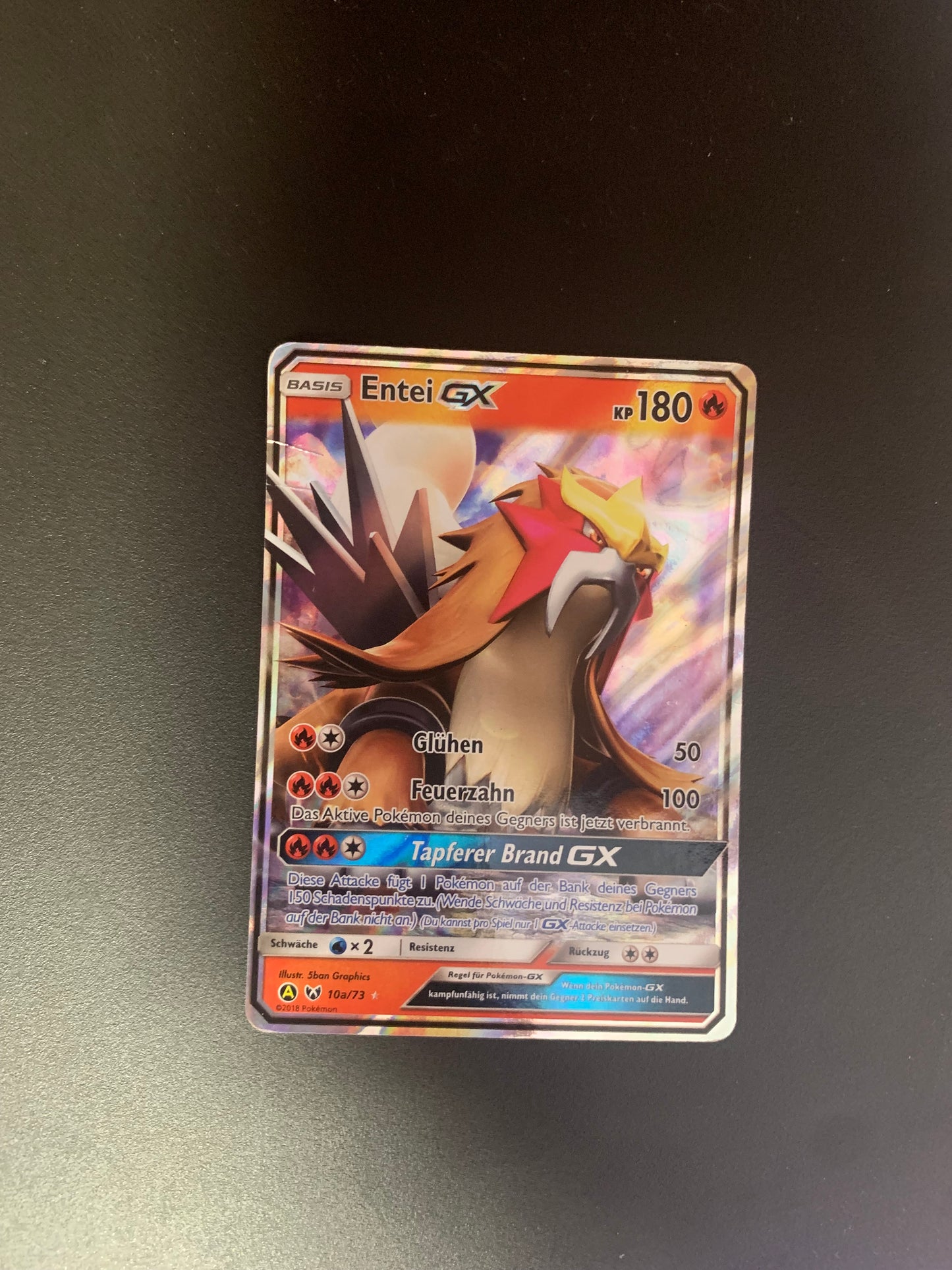 Pokemon Karte GX Entei 10a/73 Deutsch