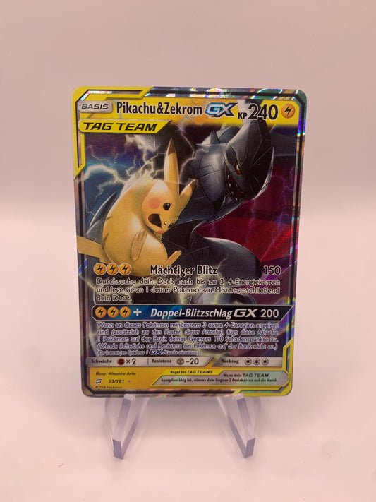 Pokemon Karte GX Tag Team Pikachu&Zekrom 33/181 Deutsch