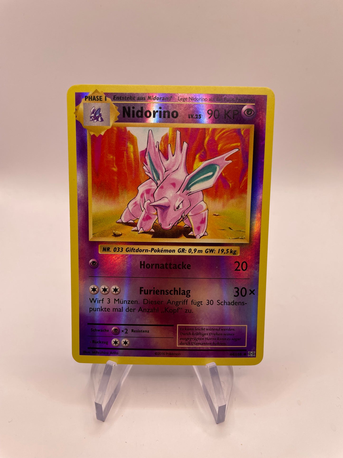 Pokemon Karte Revers Nidorino 44/108 Deutsch