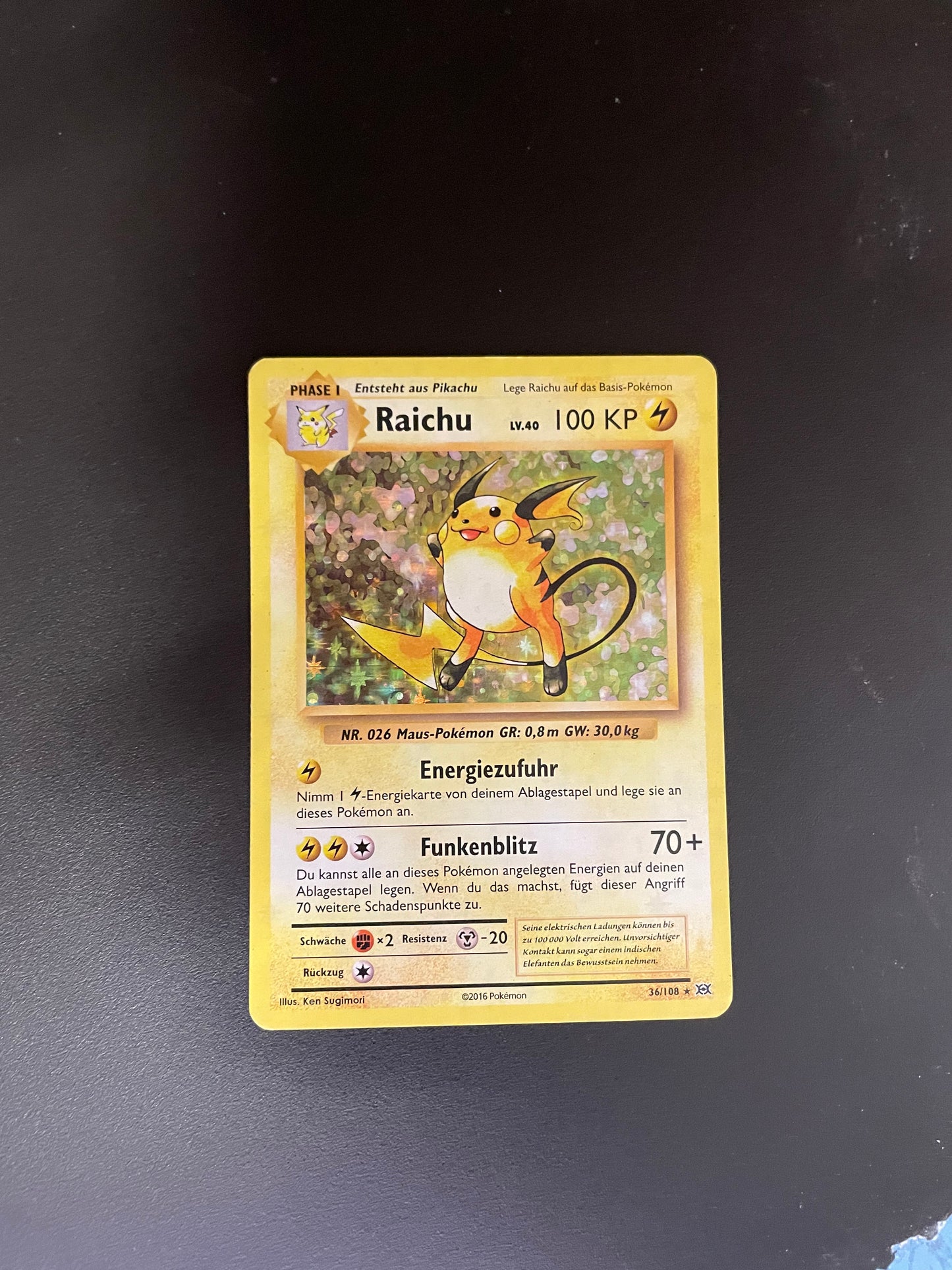 Pokemon Karte Holo Raichu 36/108 Deutsch