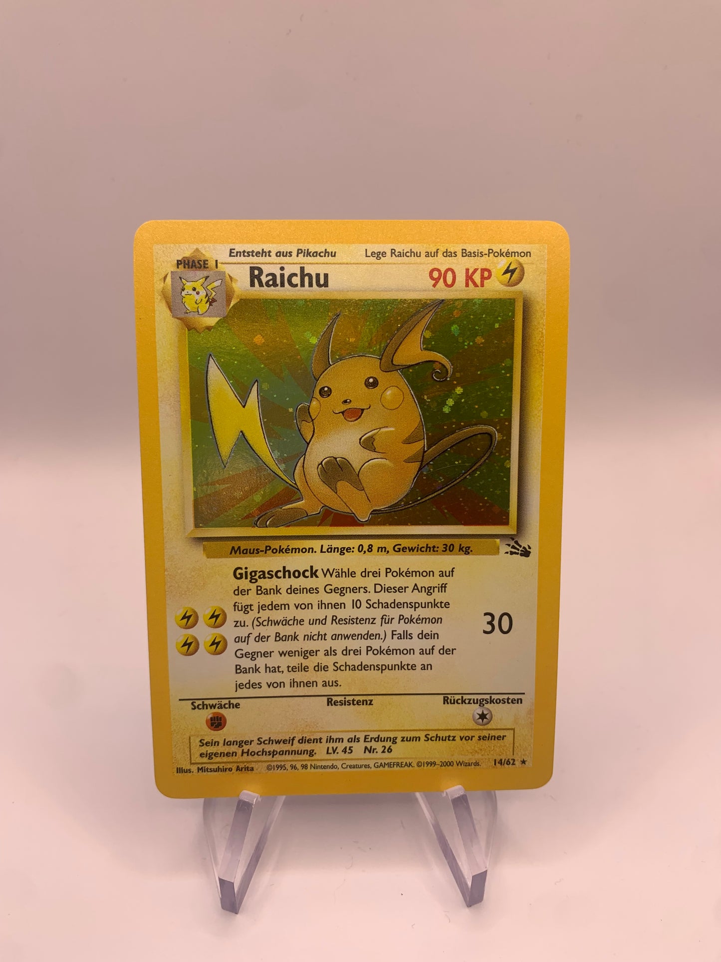 Pokemon Karte Holo Raichu Fossil 14/62 Deutsch