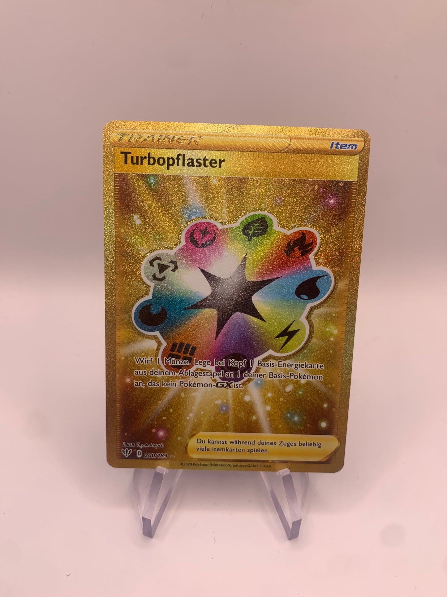 Pokemon Karte Trainer Gold Turbopflaster 200/189 Deutsch