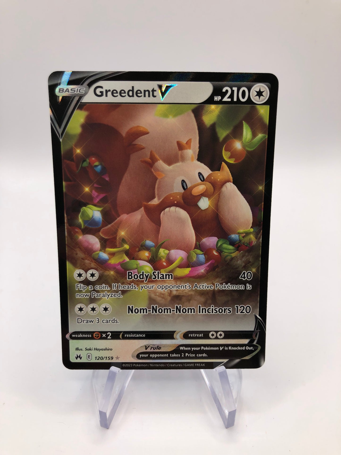 Pokemon Karte V Greedent 120/159 Englisch