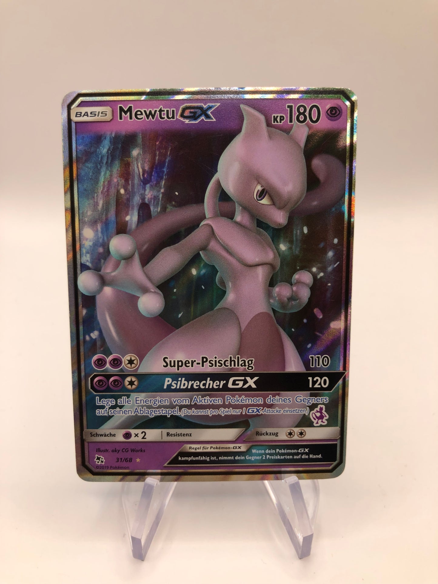 Pokemon Karte GX Mewtu 31/68 Deutsch