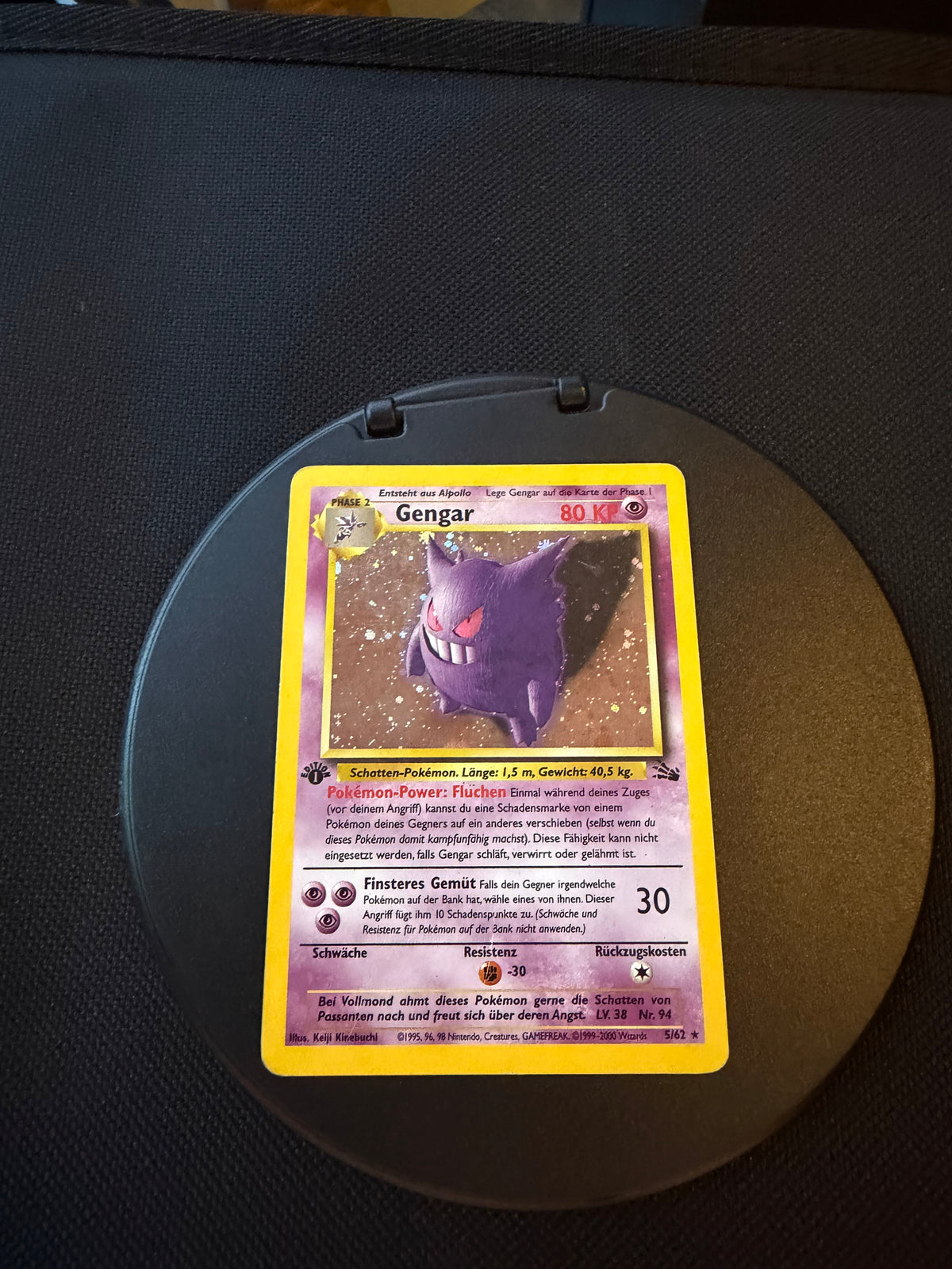 Pokemon Karte Holo 1.Edition Gengar 5/62 Deutsch