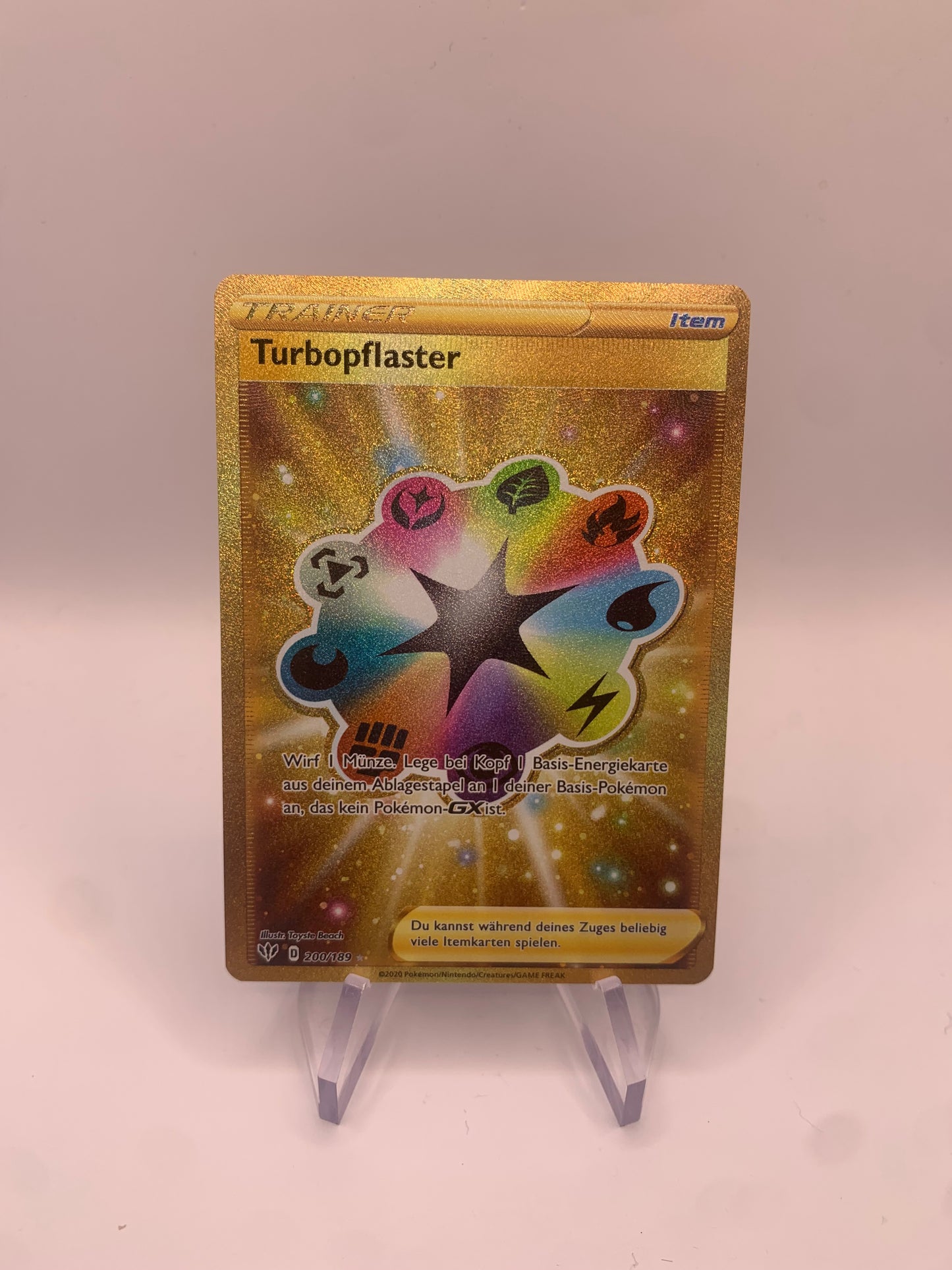 Pokemon Karte Trainer Gold Turbopflaster 200/189 Deutsch