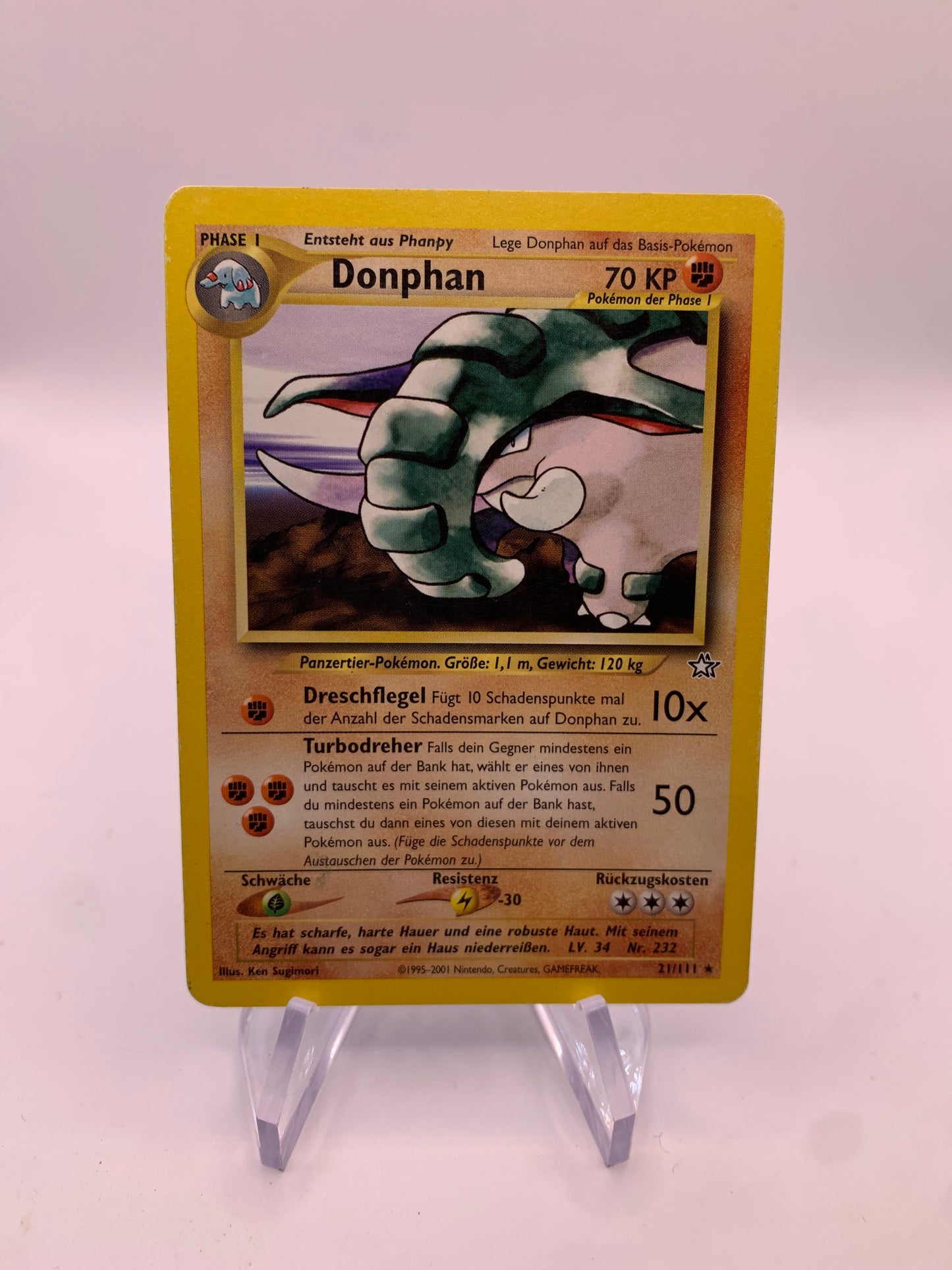 Pokemon Karte Donphan 21/111 Neo Genesis Deutsch