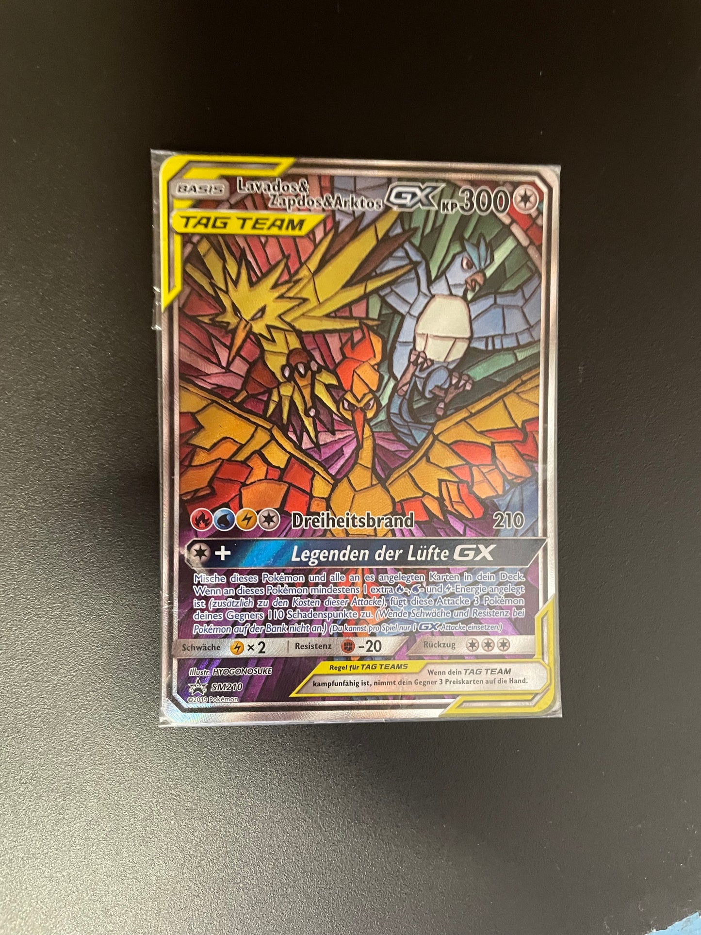 Pokemon Karte GX Tag Team Promo Lavados&Zapdos&Arktos SM210 Deutsch