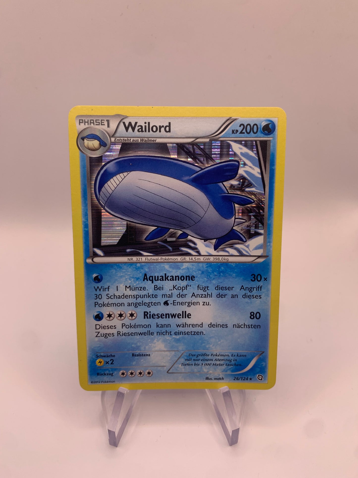 Pokemon Karte Holo Wailord 26/124 Deutsch