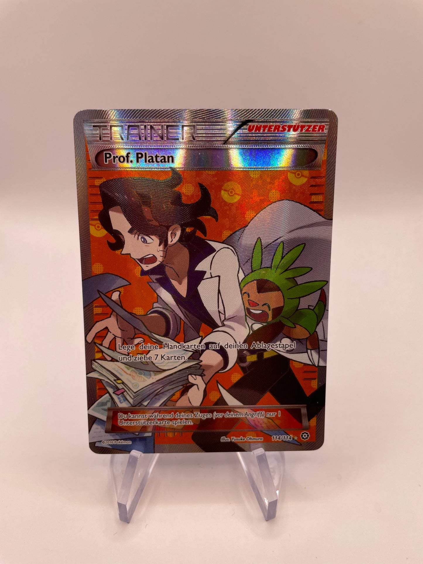 Pokemon Karte Trainer Prof. platan 114/114 Deutsch