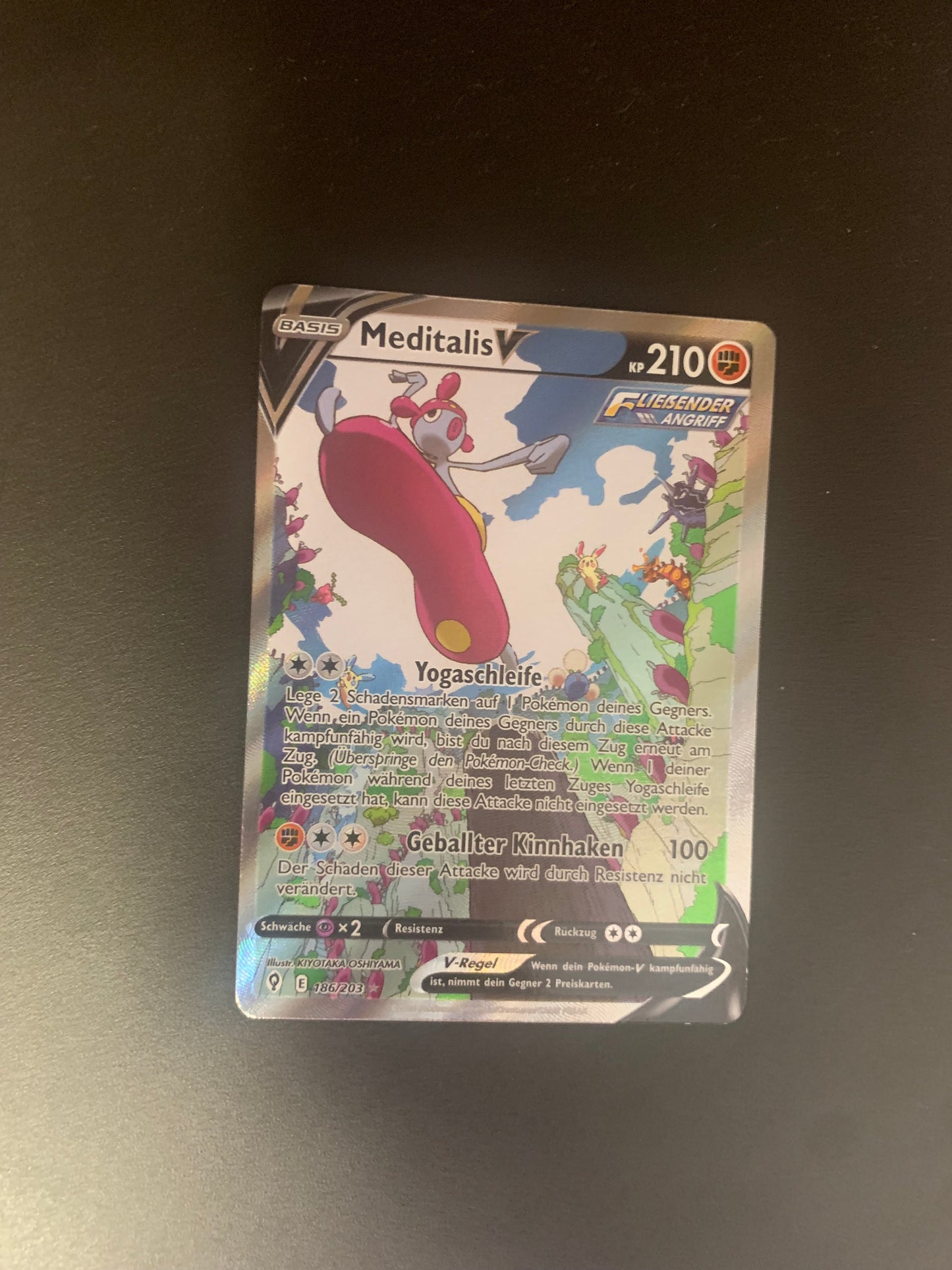 Pokemon Karte V Alt-Art Meditalis 186/203 Deutsch