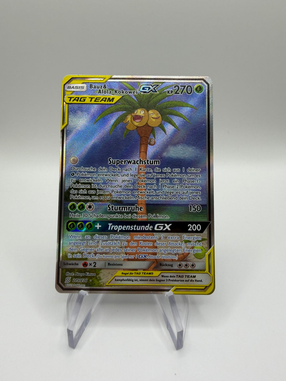 Pokemon Karte Tag Team GX Bauz&Alola-Kokowei 215/236 Deutsch