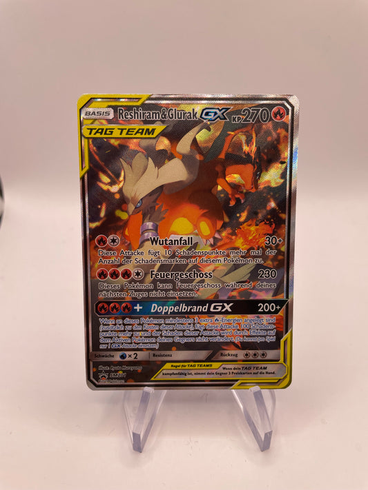 Pokemon Karte GX Tag Team Promo Reshiram&Glurak SM201 Deutsch
