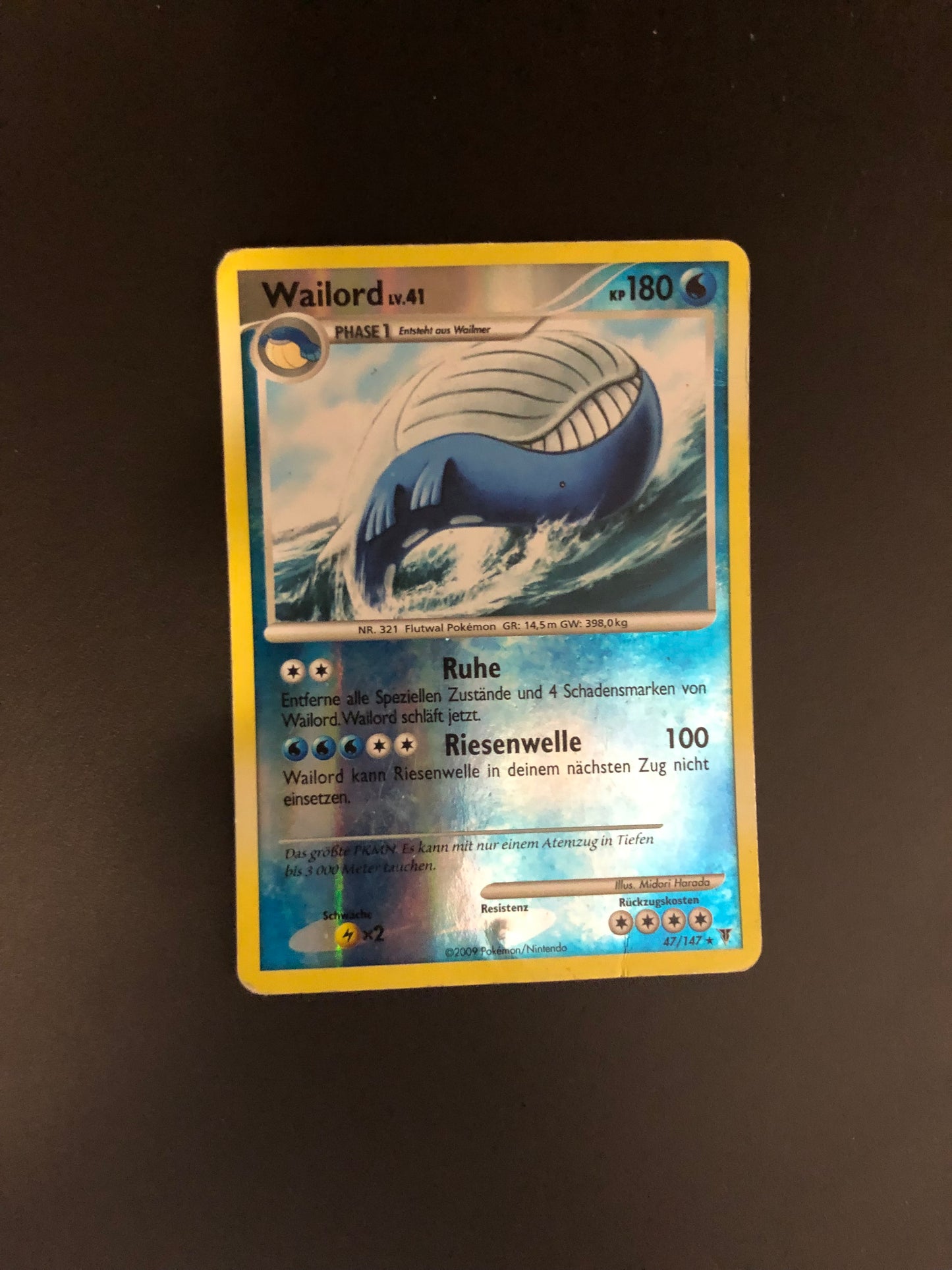 Pokemon Karte Revers Wailord 47/147 Deutsch