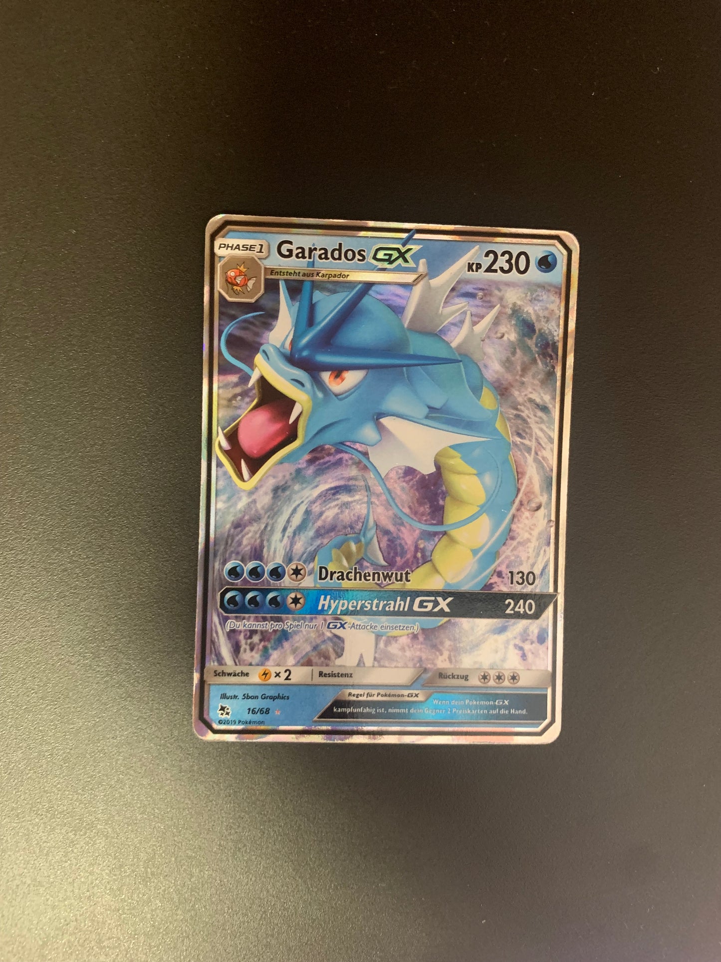 Pokemon Karte GX Fullart Garados 16/68 Deutsch