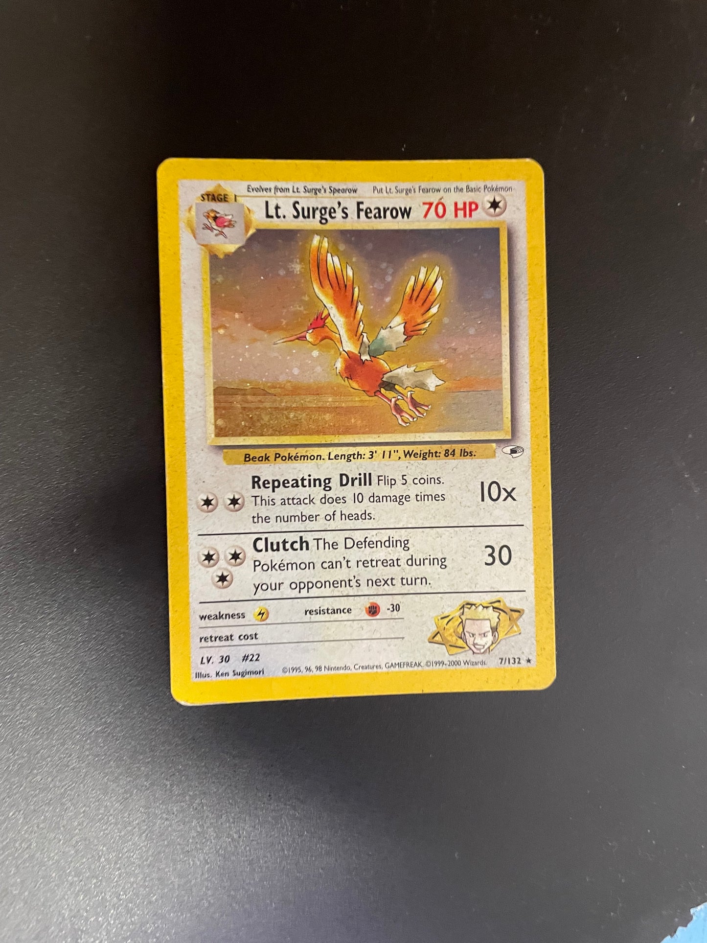 Pokemon Karte Holo Lt. surge’s Fearow 7/132 Englisch