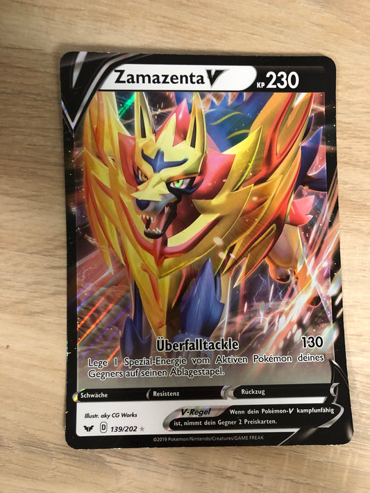Pokemon Karte XXL V Zamazenta 139/202 Deutsch