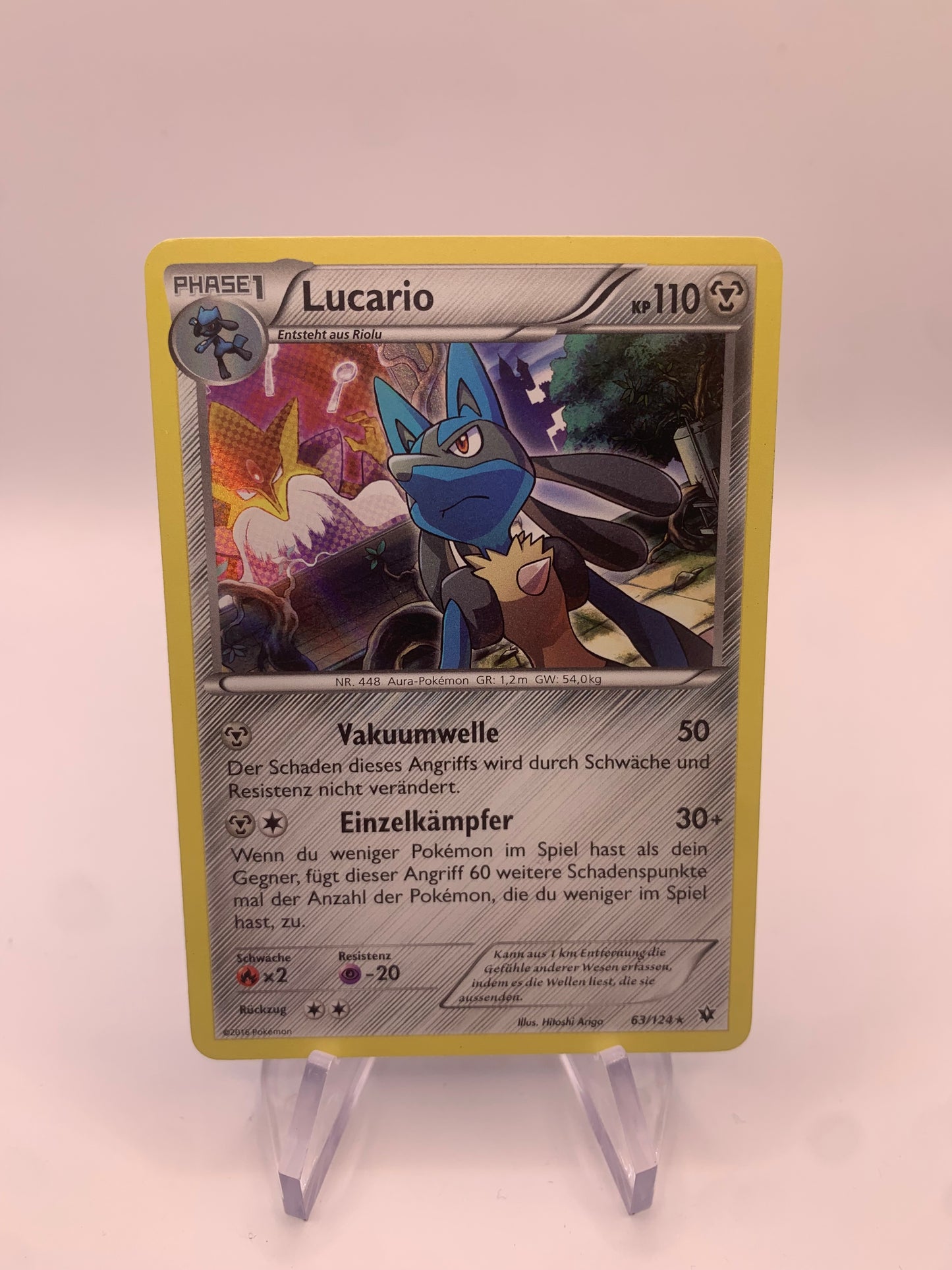 Pokemon Karte Holo Lucario 63/124 Deutsch