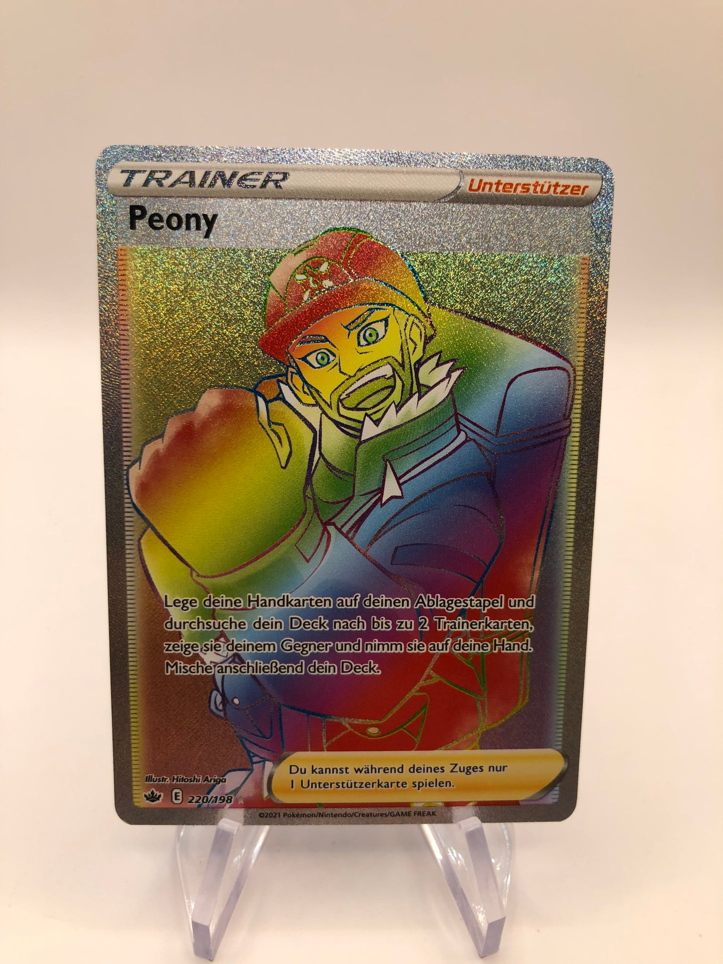 Pokemon Karte Trainer Rainbow Peony 220/198 Deutsch