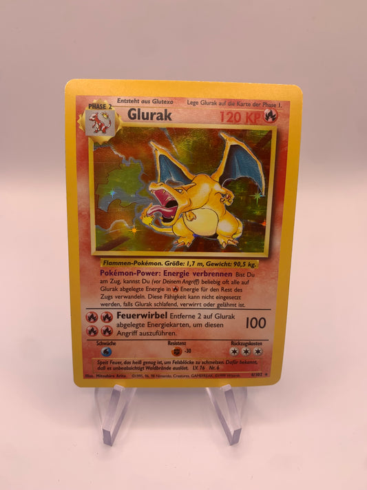 Pokemon Karte Holo Glurak Base Set 4/102 Deutsch