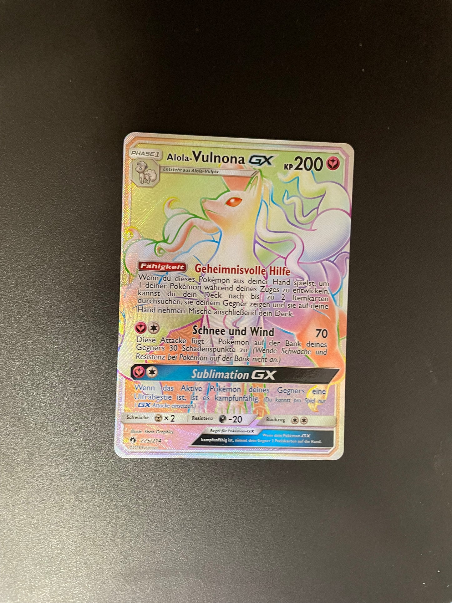 Pokemon Karte GX Rainbow Alola-Vulnona 225/214 Deutsch