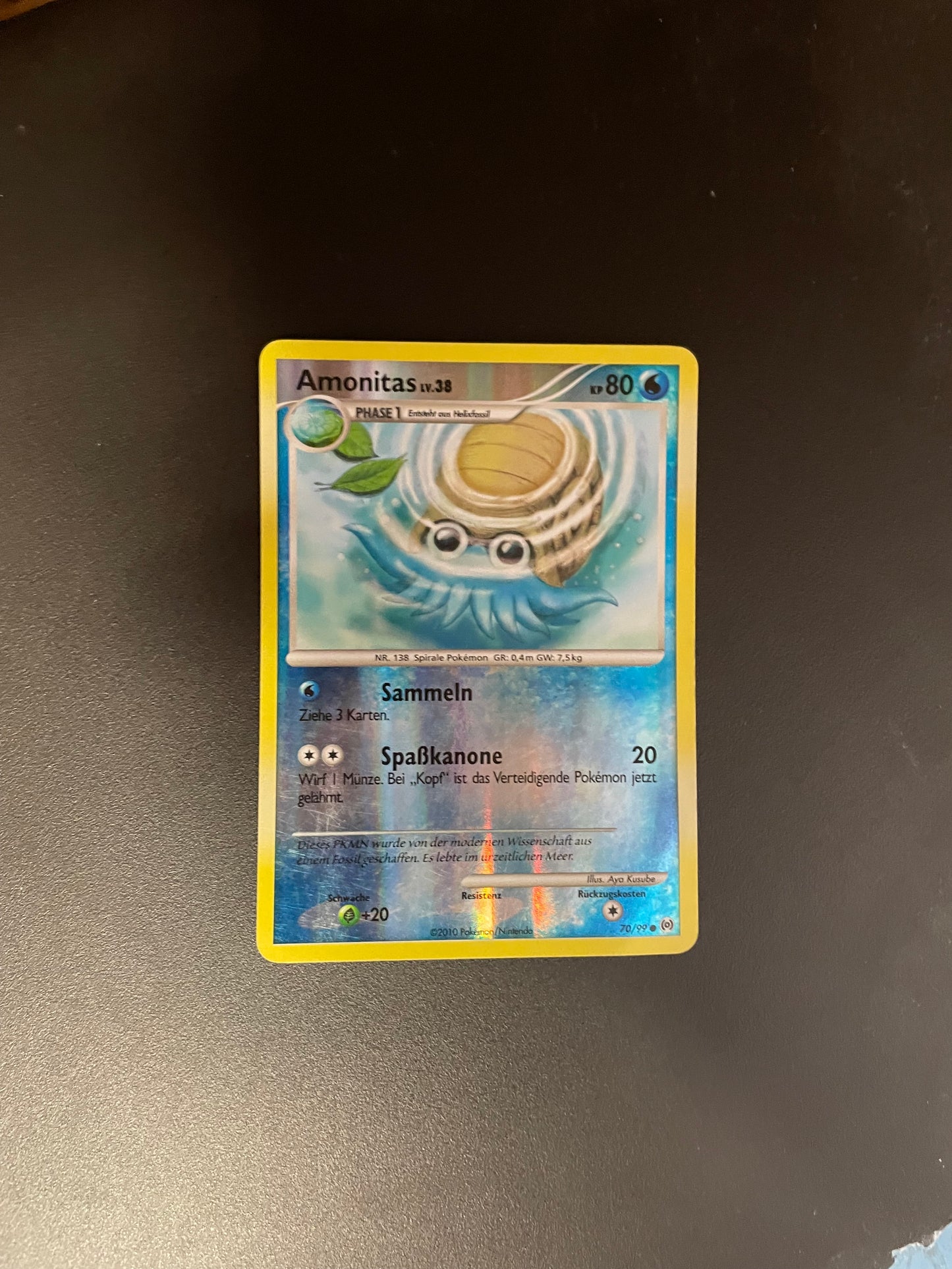 Pokémon Karte Holo Amonitas 70/99 Deutsch