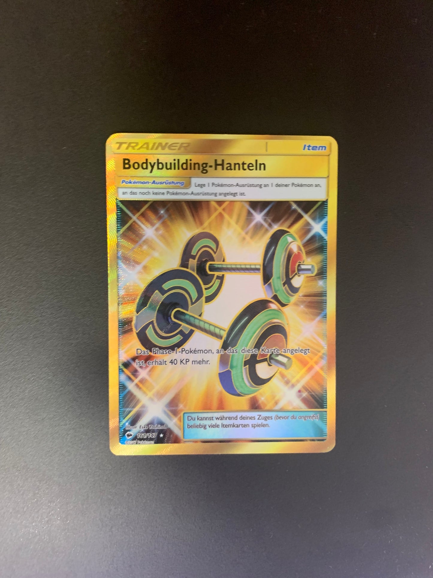 Pokemon Karte Trainer Gold Bodybuilding-Hanteln 161/147 Deutsch