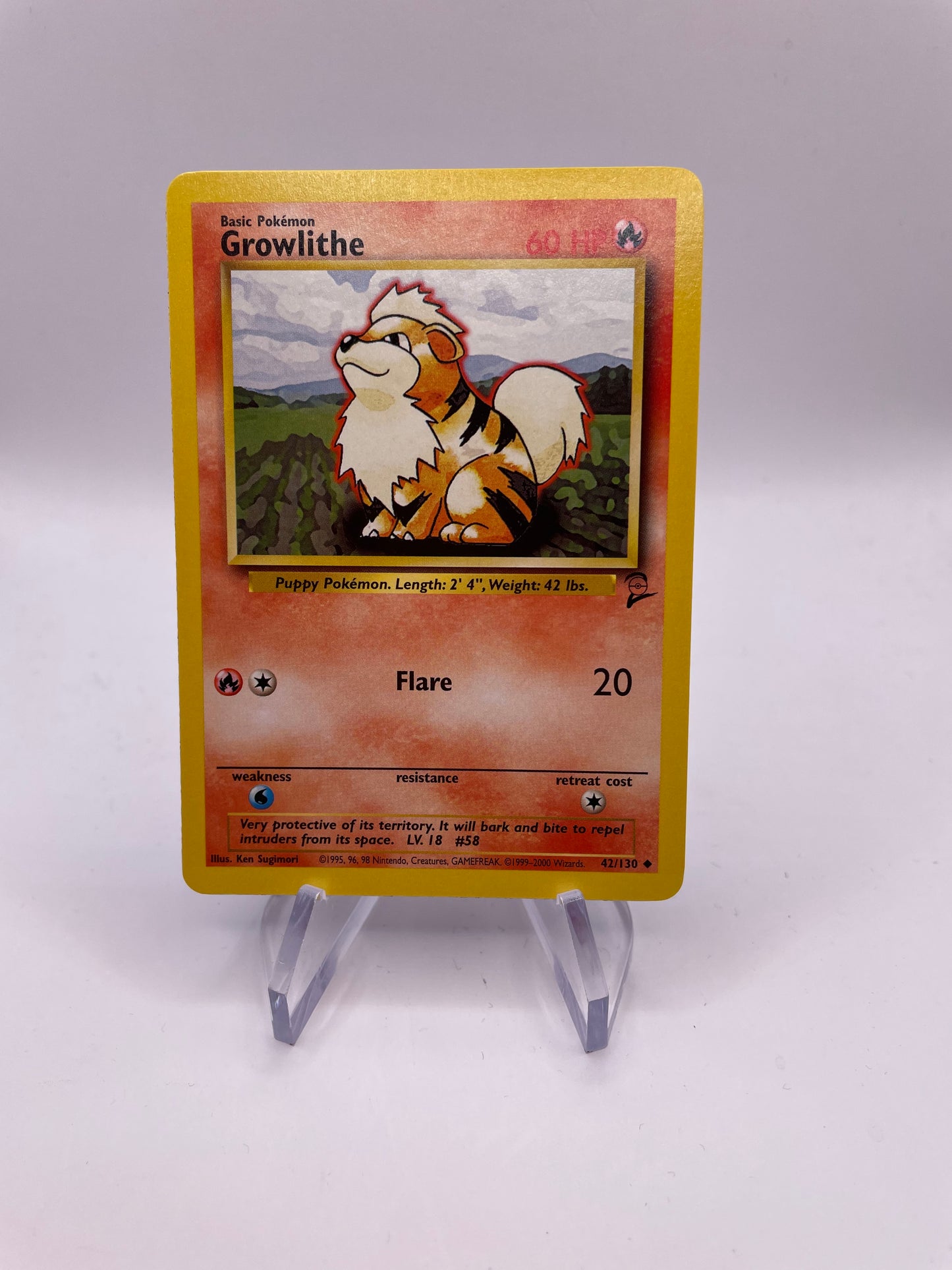 Pokemon Karte Base Set 2 Growlithe 42/130 Englisch