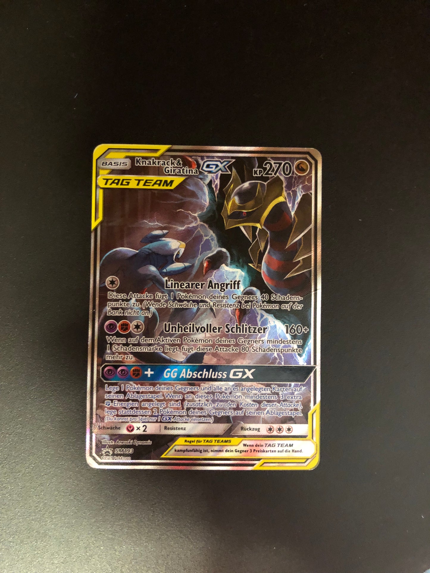 Pokemon Karte Promo GX Alt-Art Tag Team Knakrack&Giratina SM193 Deutsch