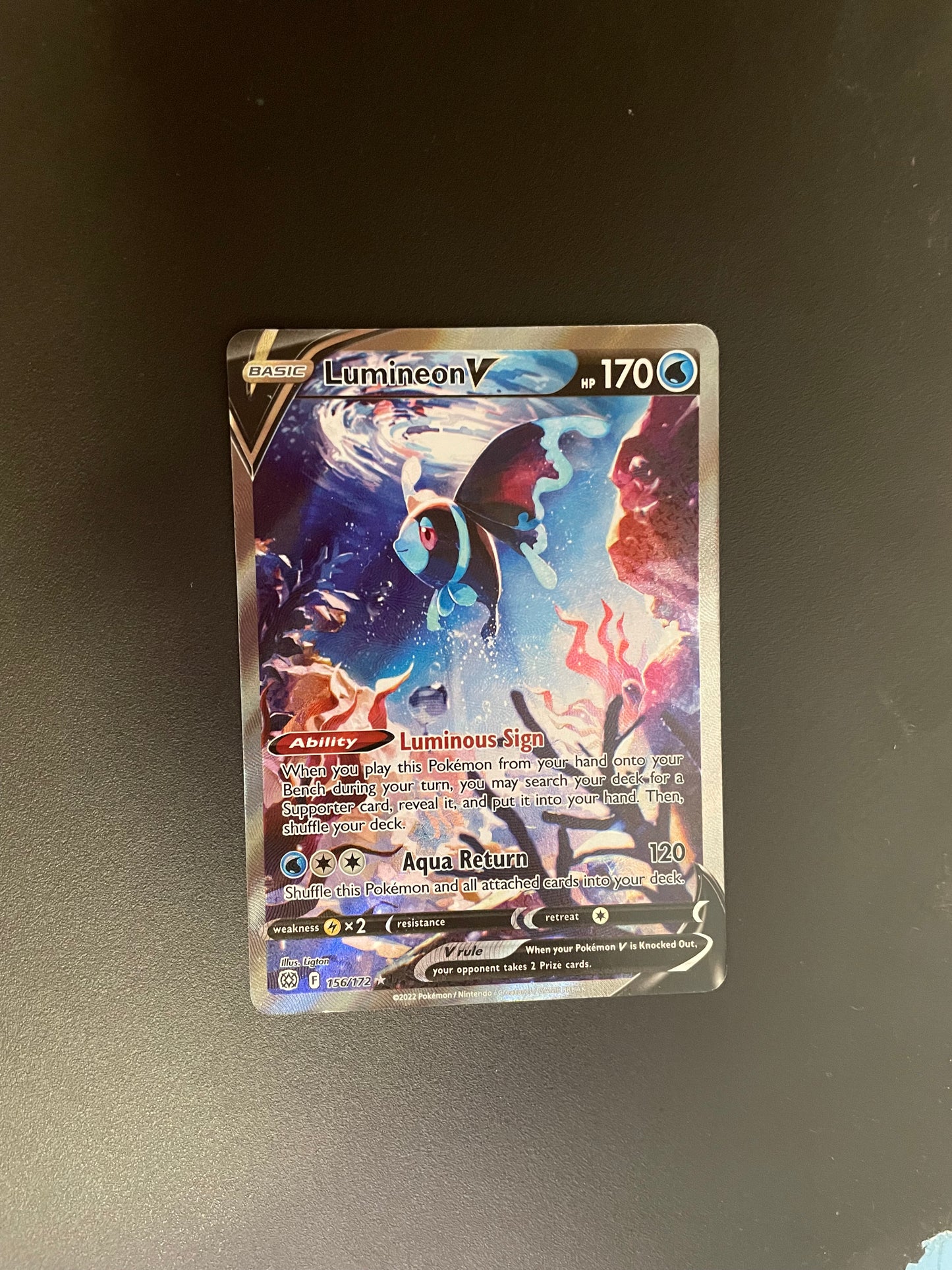 Pokemon Karte V Alt Art Lumineon 156/172 Englisch