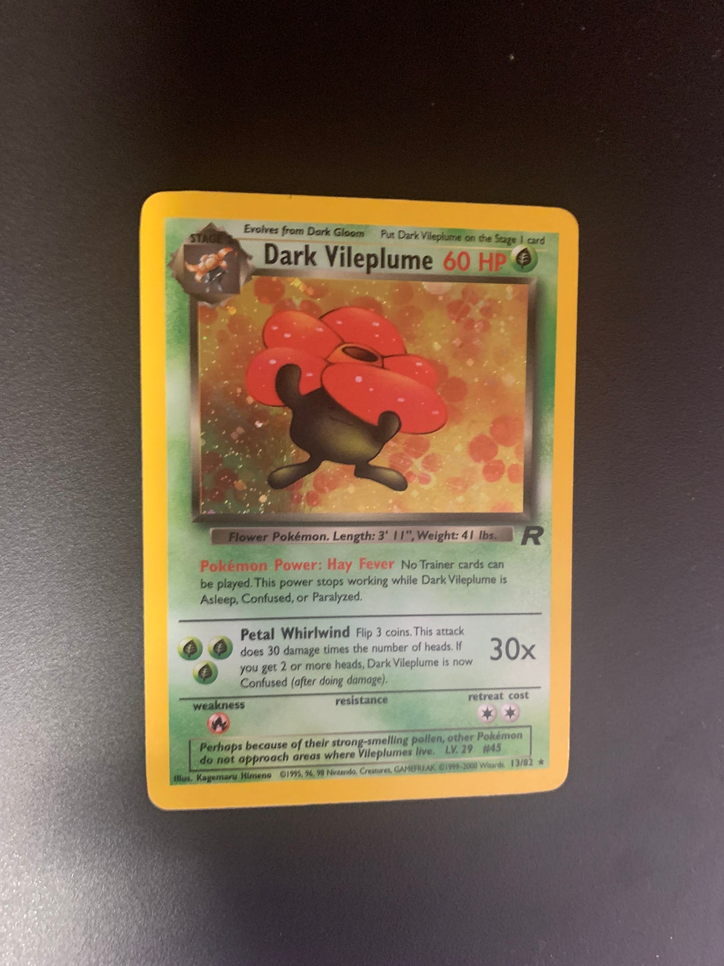 Pokemon Karte Holo Dunkles Giflor 13/82 Englisch