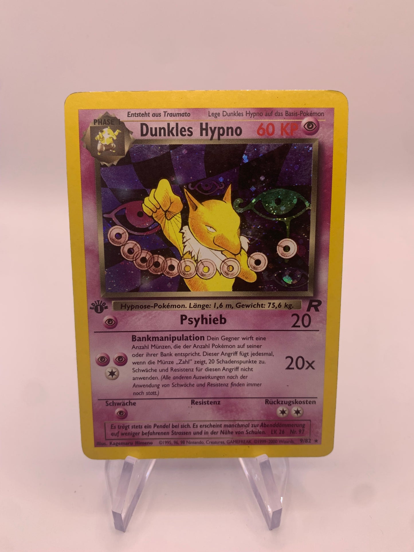 Pokemon Karte Holo 1.Edition Dunkles Hypno 9/82 Deutsch