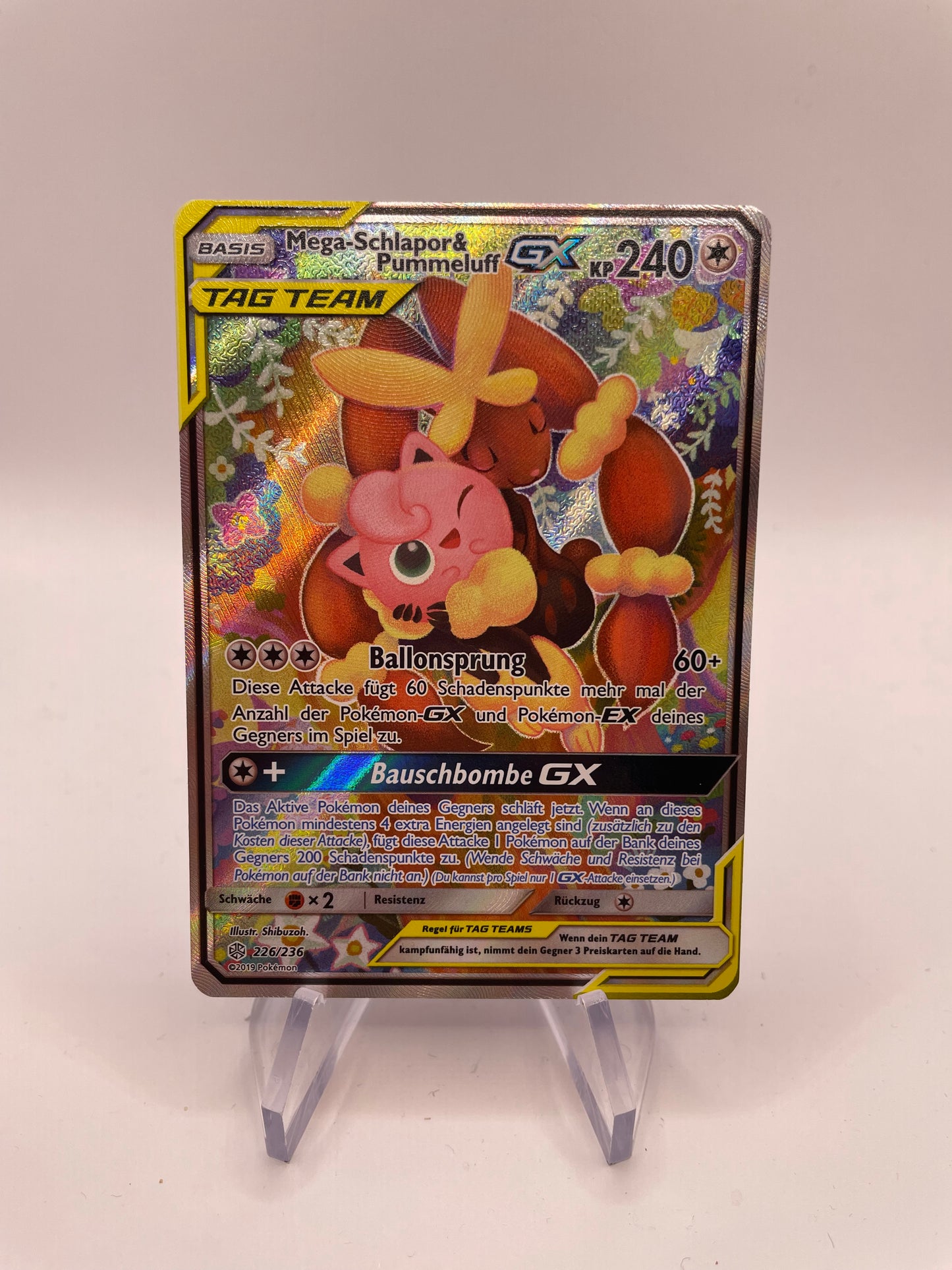 Pokemon Karte GX Tag Team Mega-Schlapor & Pummeluff 226/236 Deutsch