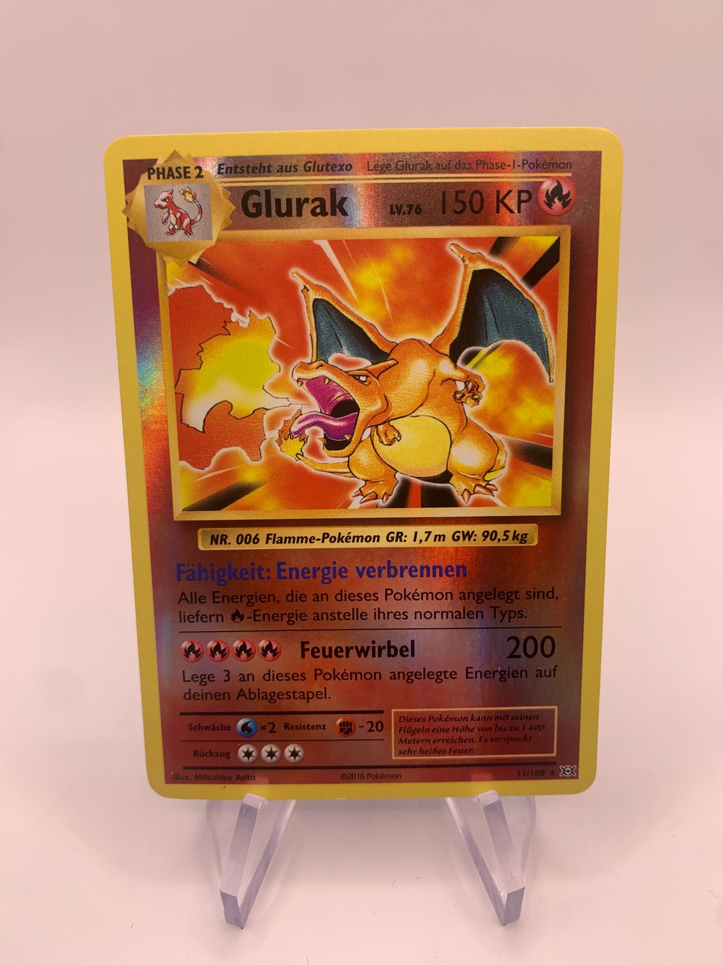 Pokemon Karte Reverse Glurak 11/108 Deutsch